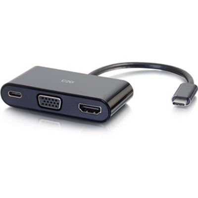 Cables to Go - C2g USB C to Hdmi and Vga Multiport Adapter with Power Delivery - Black