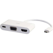 USB C to Hdmi and Vga Adapter Converter with Power Delivery - White - USB to