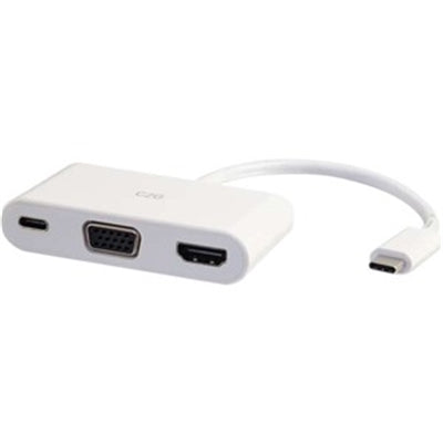 USB C to Hdmi and Vga Adapter Converter with Power Delivery - White - USB to