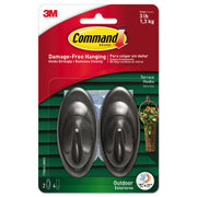 Command Hook - 2 Hooks - 3 lb (1.36 kg) Capacity - Reusable - Adhesive - Medium - for Wood, Glass, Tile, Metal, Decoration, Wreath, Sign, Thermometer, Artwork, Lighting Equipment, Terrace - Water Resistant, UV Resistant - Plastic - 2 / Pack