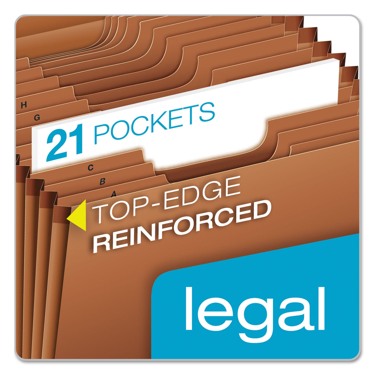 8 1/2" x 14" - 21 Pocket(s) - Top Tab Location - 80 pt. - Tyvek - Brown - Reinforced, Reinforced - 10% Recycled - 1 Each