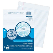 Pacon Filler Paper  White  3Hole Punched  Red Margin  9/32 Ruled  8 X 101/2  150 Sheets