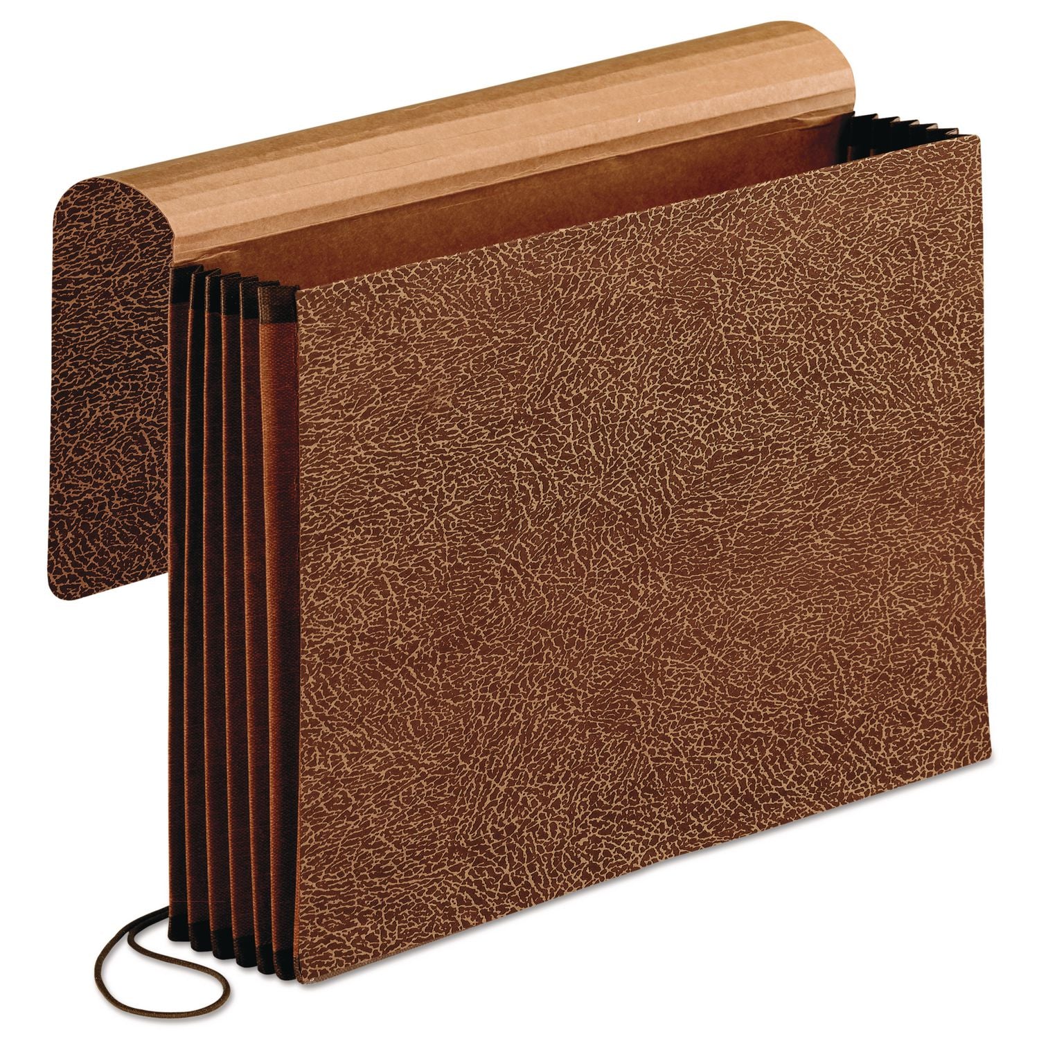 10" x 15" - 5 1/4" Expansion - Red Fiber - Red - Reinforced Gusset, Moisture Resistant, Elastic Closure, Flap, Rip Proof Gusset - 10% Recycled - 1 Each