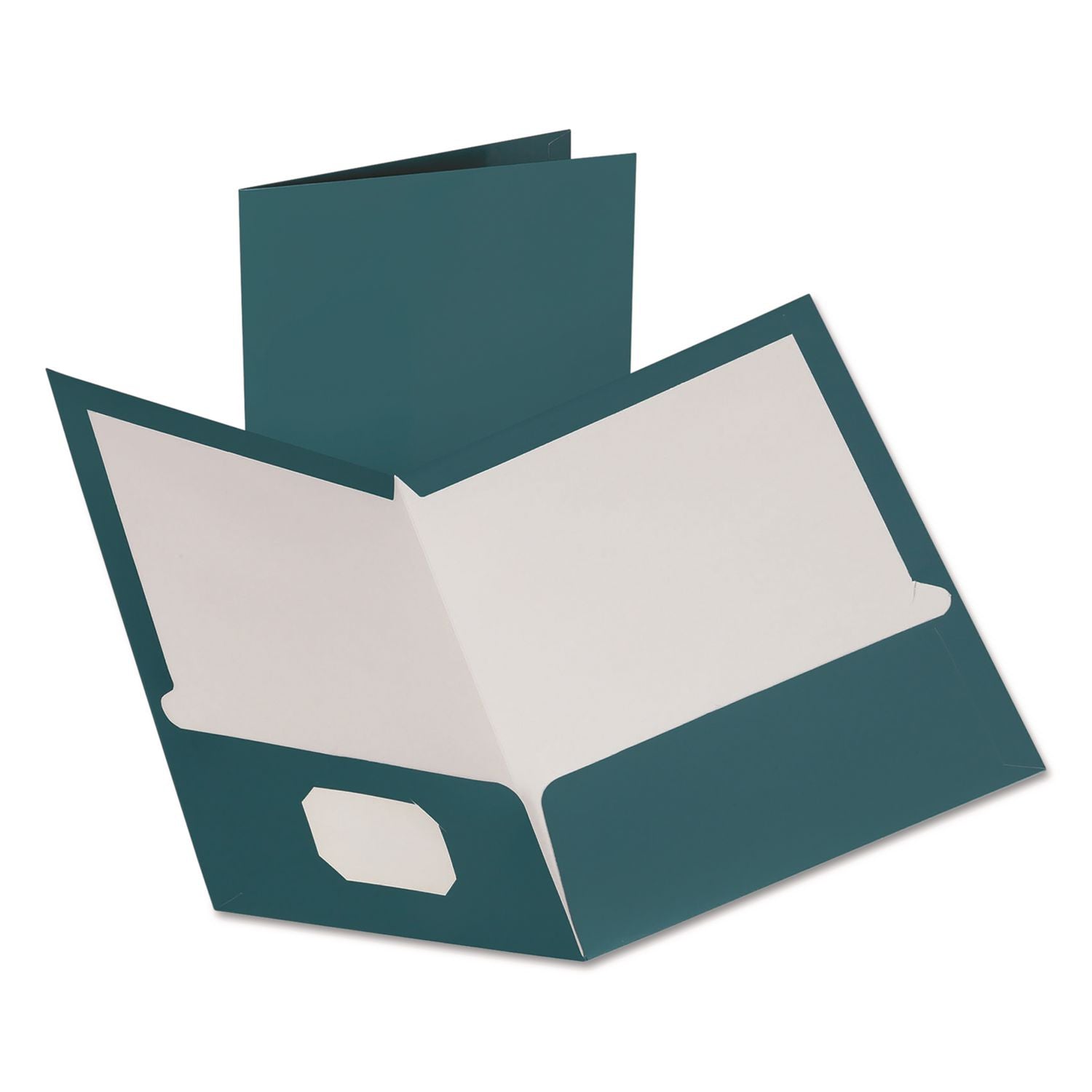 Oxford Letter Pocket Folder - 8 1/2" x 11" - 150 Sheets Capacity - 2 Internal Pocket(s) - Teal - Die-cut, Metallic - 25 / Box