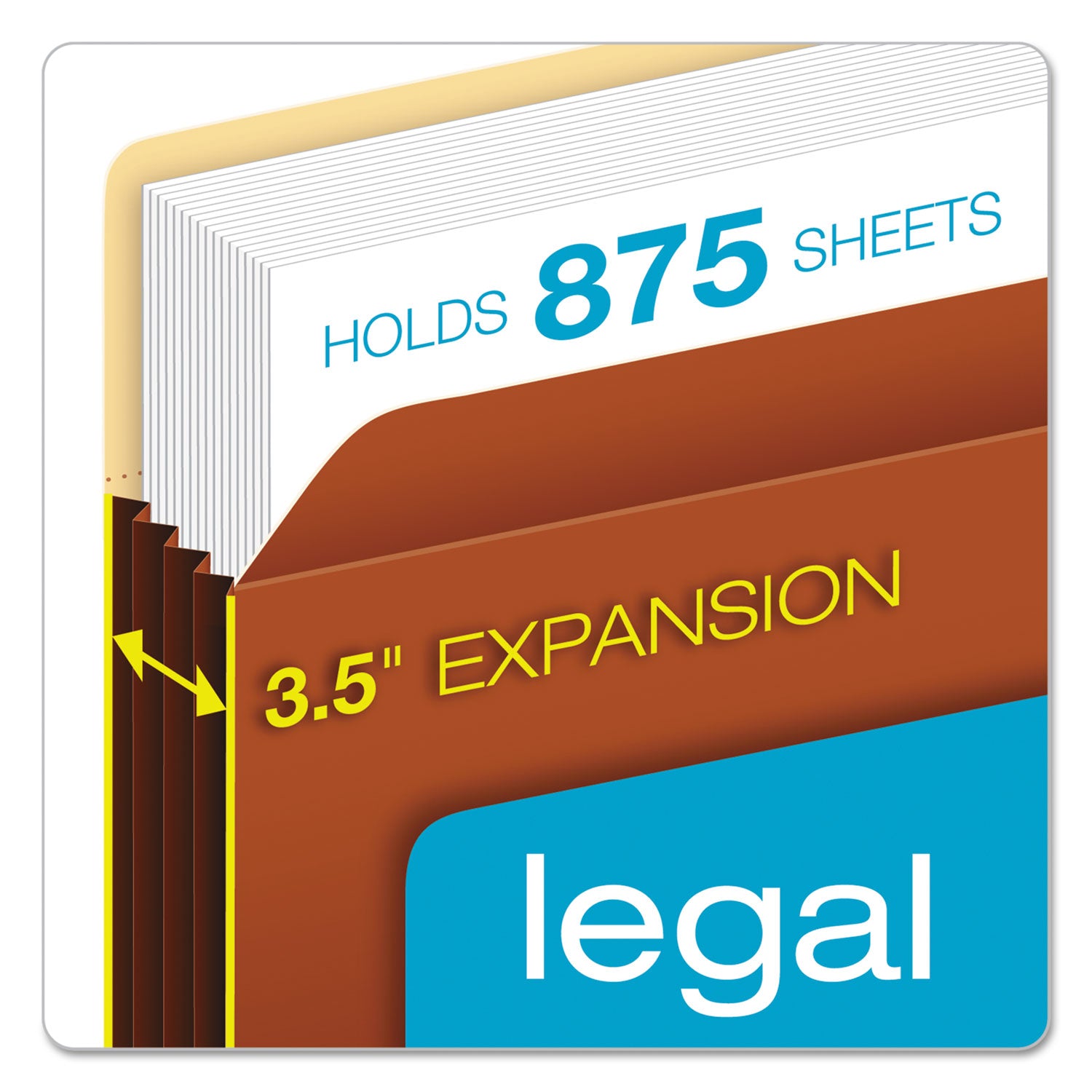 Pendaflex Legal Expanding File - 8 1/2" x 14" - 800 Sheets Capacity - 3 1/2" Expansion - Top Tab Location - 12.5 pt. - Redrope - Brown - Reinforced Gusset, Tear Resistant, Durable, Wear Resistant, Flap, Tyvek Gusset - 10 / Box
