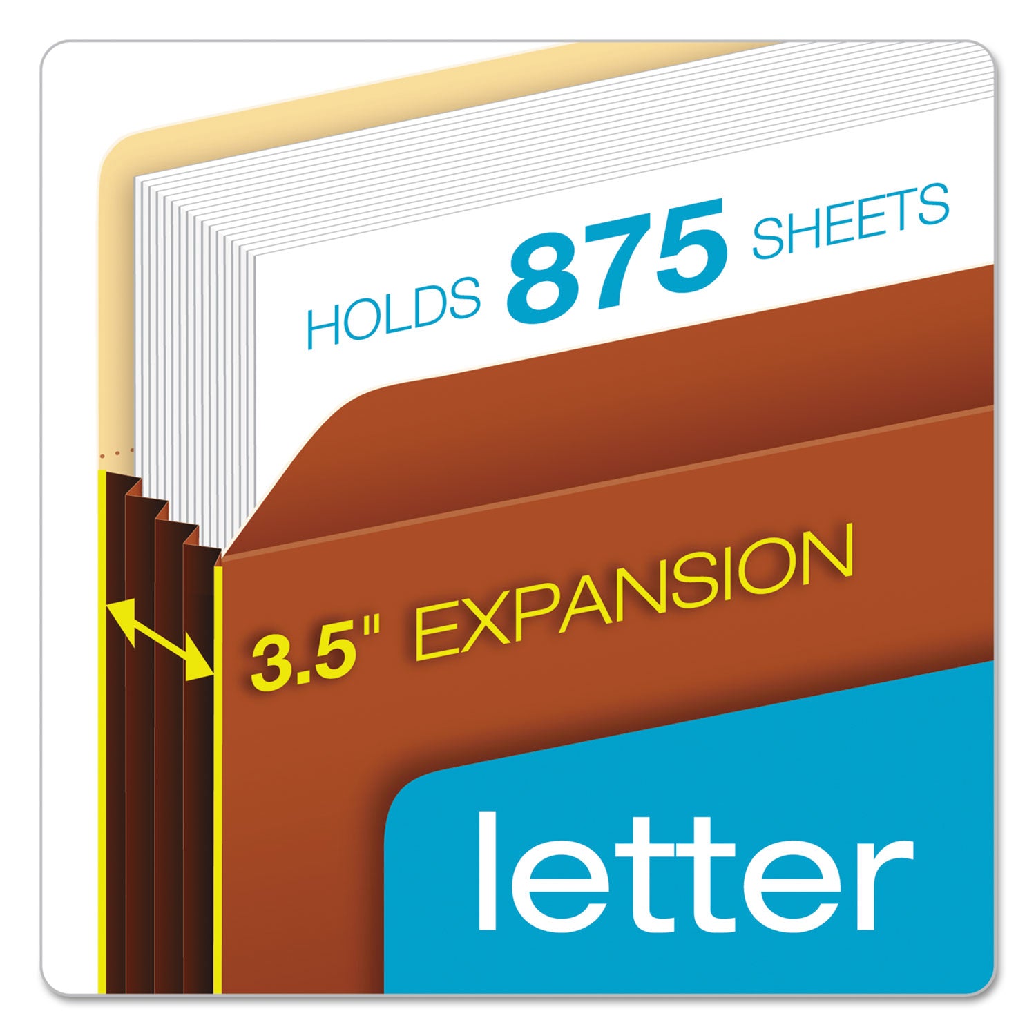 Pendaflex Letter Size Recycled Expanding File, 3.5" Expansion, 800 Sheet Capacity, Redrope, Brown, Tyvek Reinforced Gusset, 10/Box