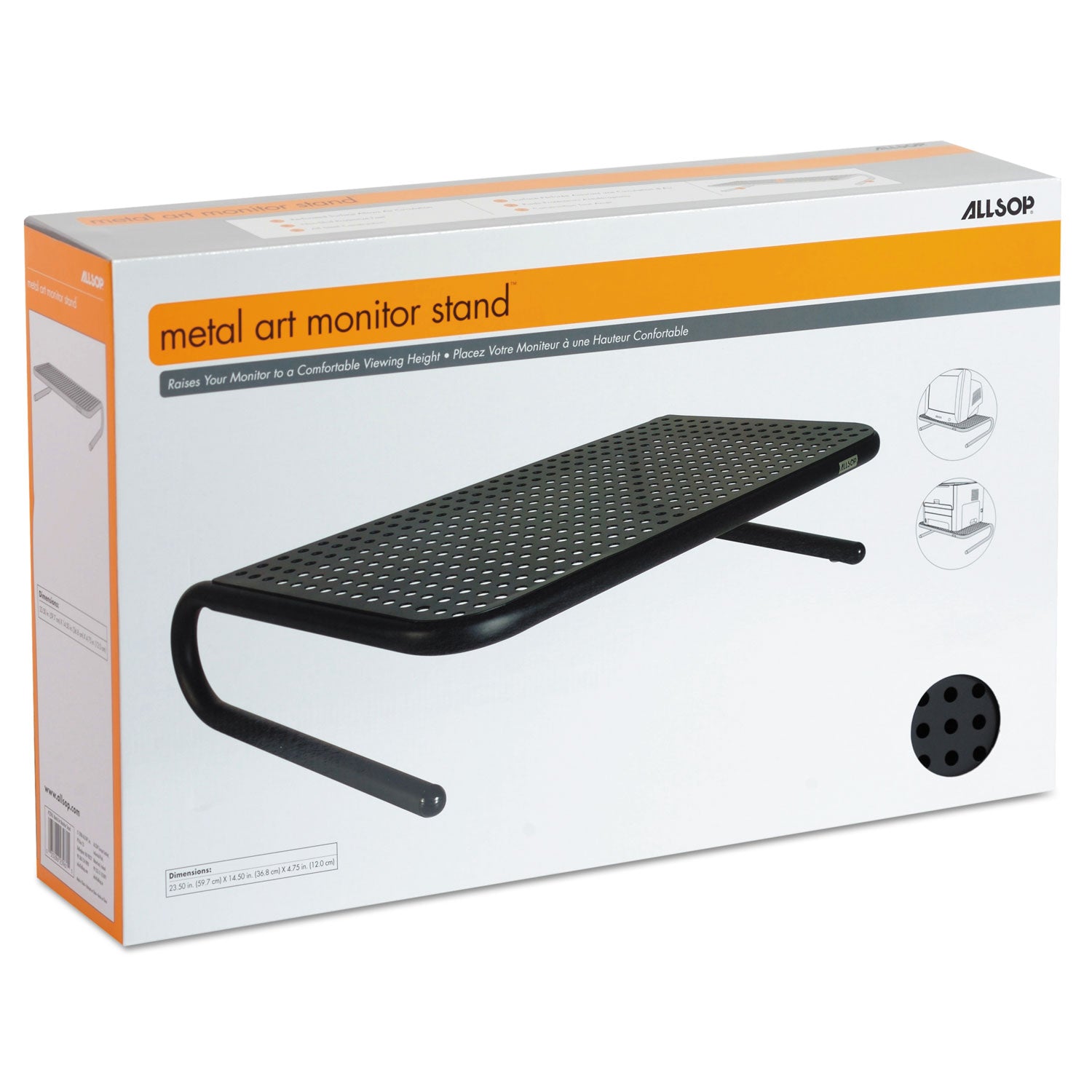 Metal Art Monitor Stand, 19" X 12.5" X 5.25", Black, Supports 30 Lbs