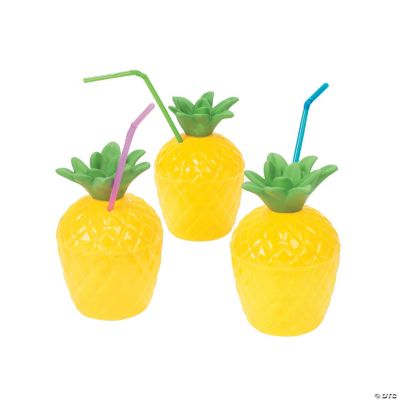 Plastic Pineapple Cups  - 12 Pieces