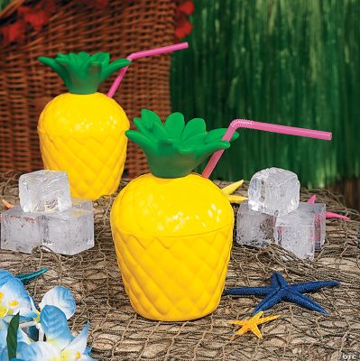 Plastic Pineapple Cups - 12 Pieces