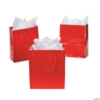 Medium Red Gift Bags - 12 Pieces