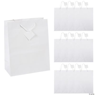 Large White Gift Bags - 12 Pieces