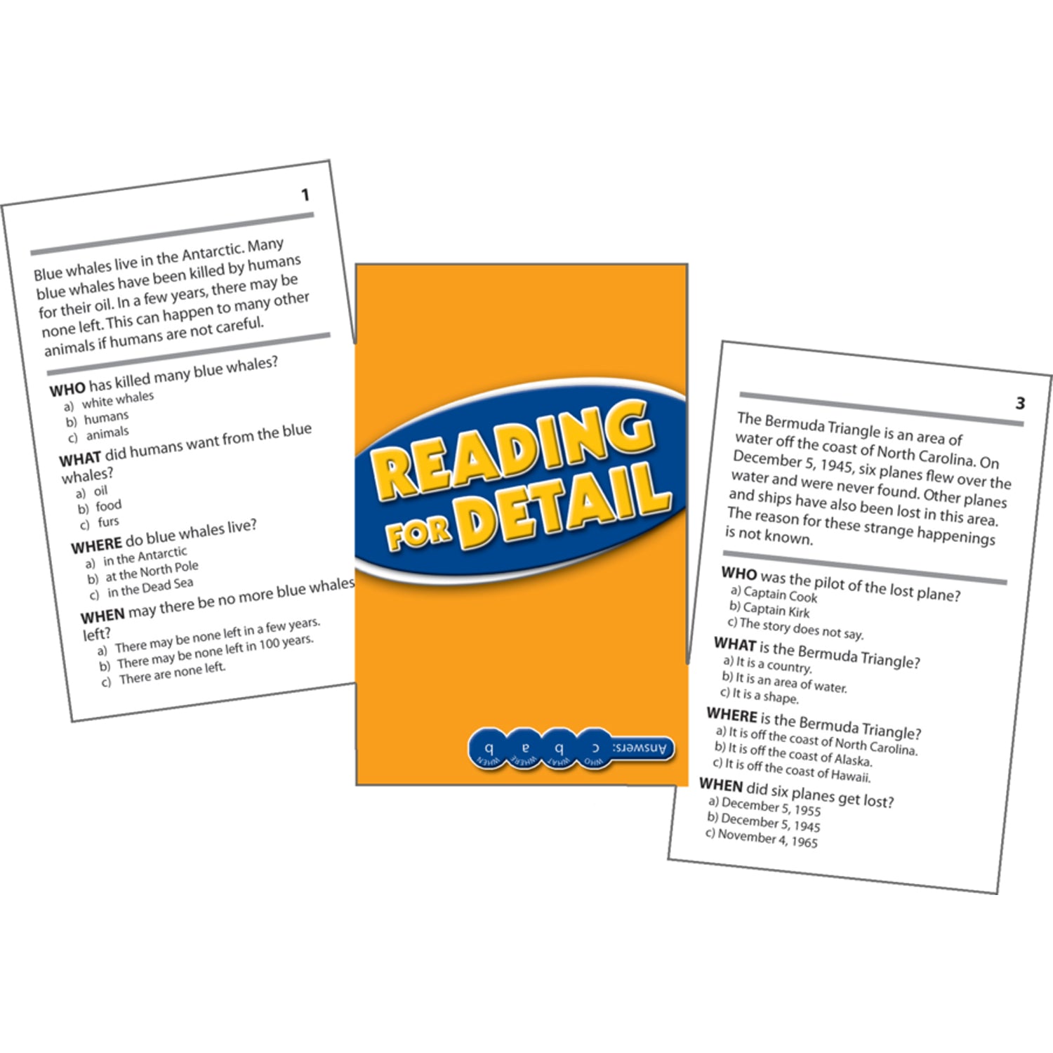 Reading for Detail Practice Cards Blue Level, Levels 3.5-5.0
