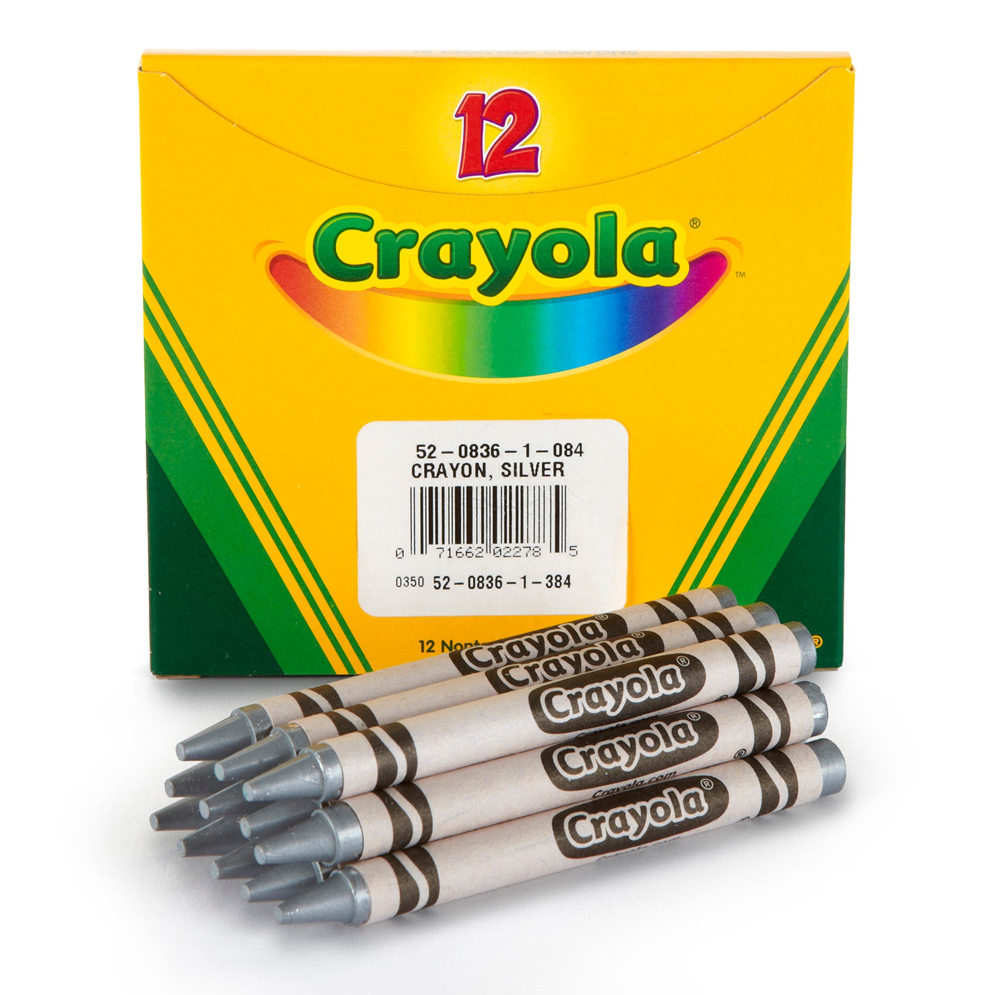 Bulk Crayons, Regular Size, Silver, 12 Count