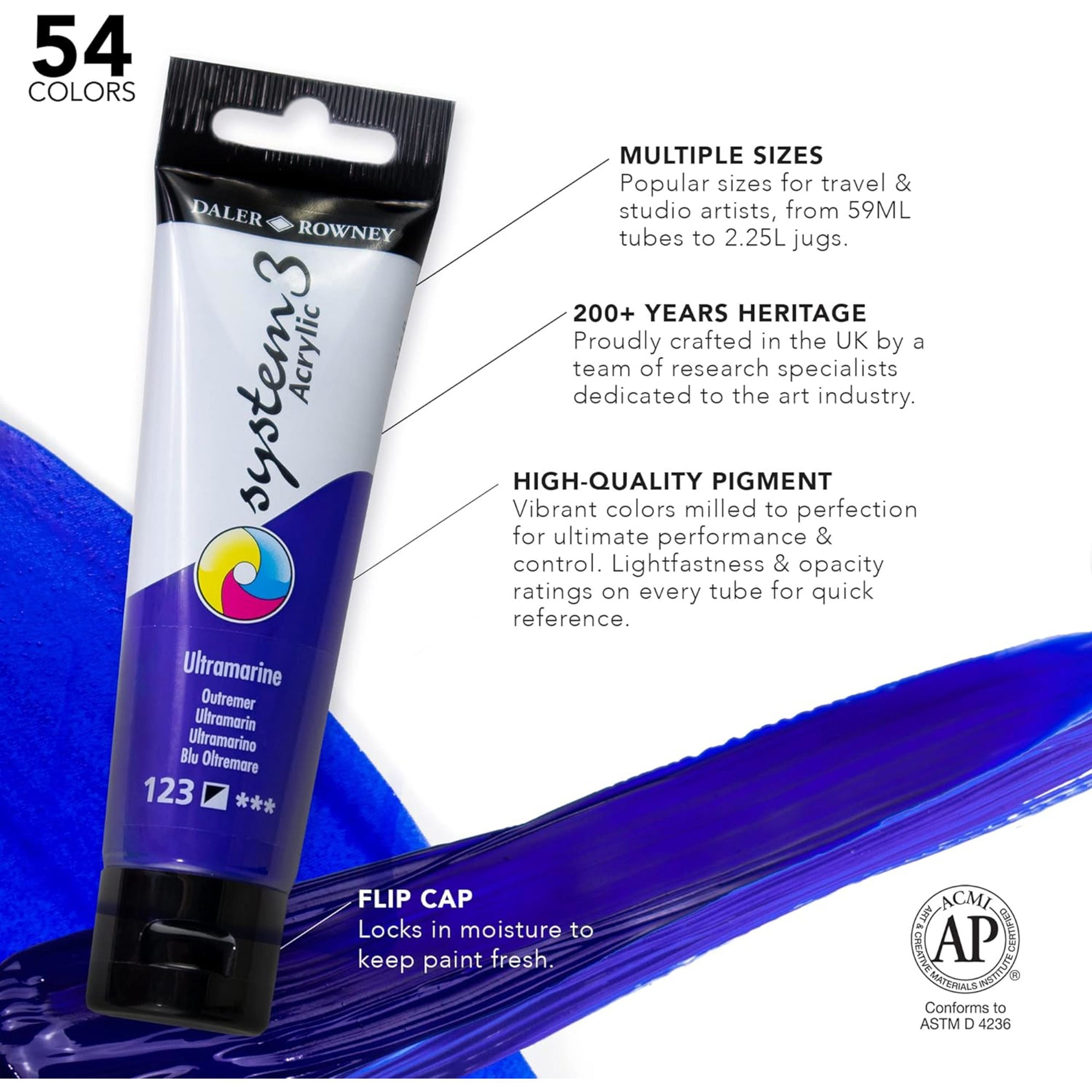 System3 Acrylic Paint Selection Set, Assorted Colors, 59ml, 8 Pieces