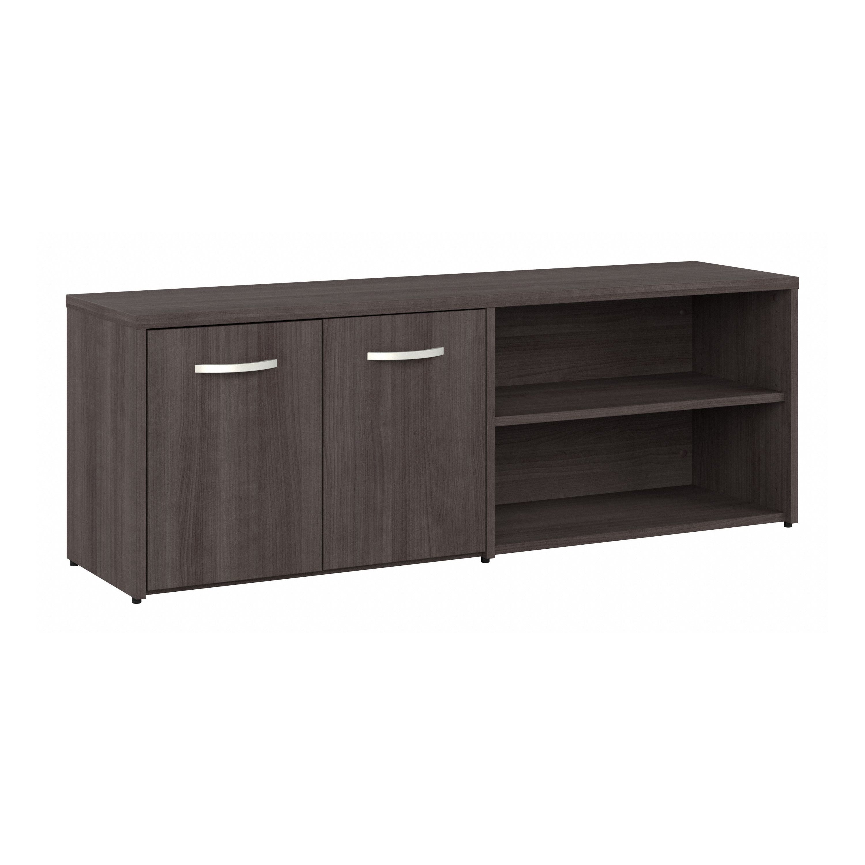 Bush Business Furniture Studio C Low Storage Cabinet with Doors and Shelves in Storm Gray - 59.17" Width x 15.71" Depth x 21.2" Height