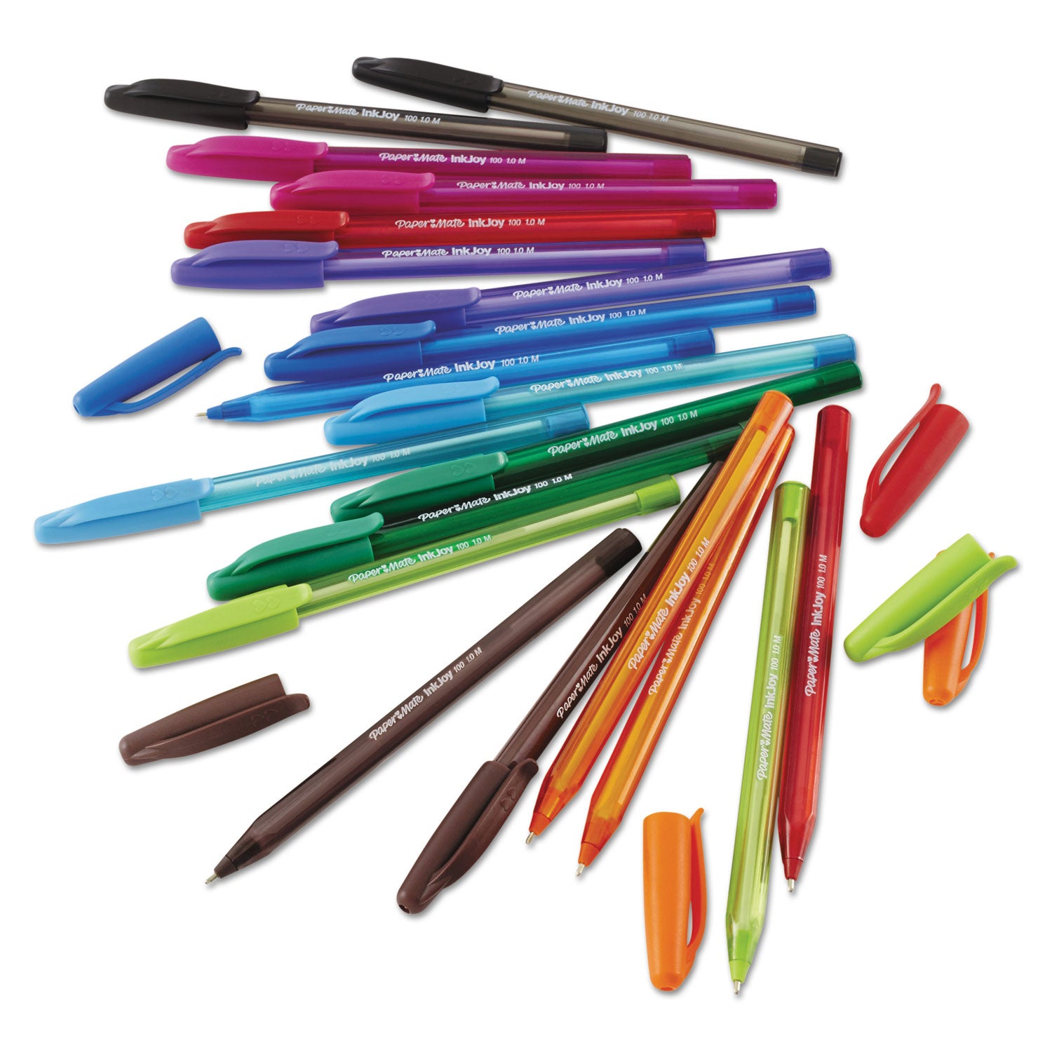 Paper Mate Inkjoy 100 ST Ballpoint Stick Pens - 1 mm Medium Pen Point - Blue Ink - Translucent Barrel - 1 Dozen