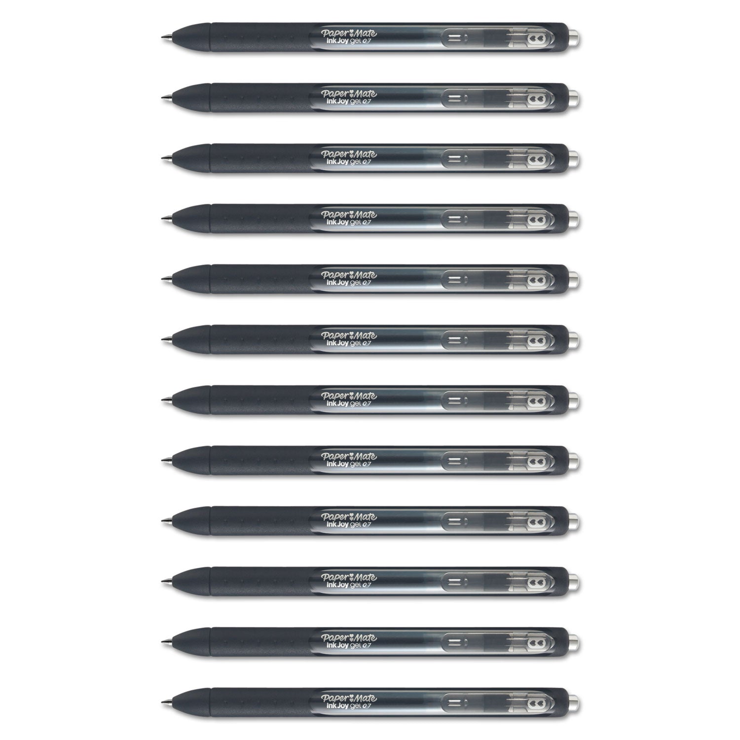 Paper Mate InkJoy Gel Pen - 0.7 mm Pen Point - Retractable - Black Ink - Gel-based - Black Barrel - 1 Dozen
