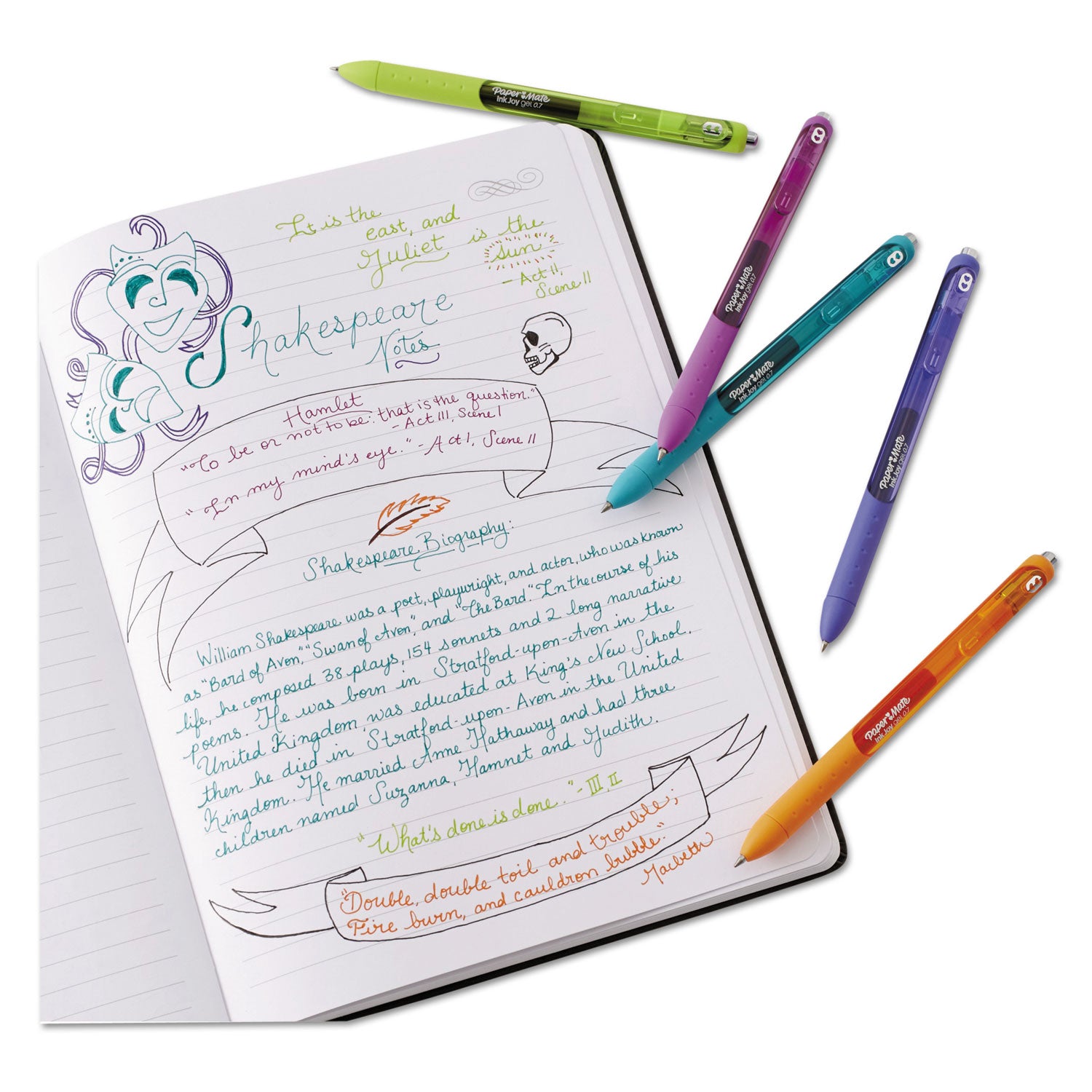 Paper Mate InkJoy Gel Pen - 0.7 mm Pen Point - Retractable - Black Ink - Gel-based - Black Barrel - 1 Dozen