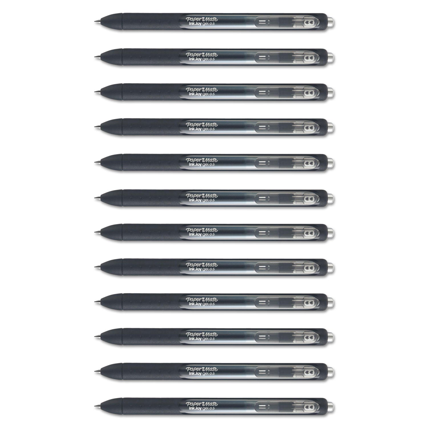 Paper Mate InkJoy Gel Pen - 0.5 mm Pen Point - Retractable - Black Ink - Gel-based - Black Barrel - 1 Dozen