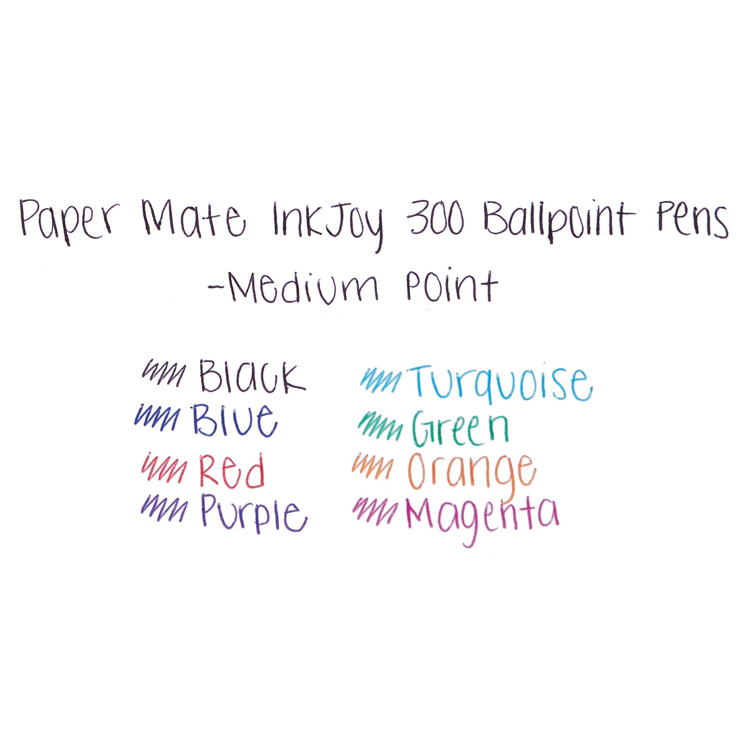 Paper Mate Inkjoy 300 RT Ballpoint Pens - 1 mm Pen Point - Retractable - Green, Magenta, Red, Orange, Turquoise, Black, Blue, Purple Ink - Assorted Barrel - 8 / Pack