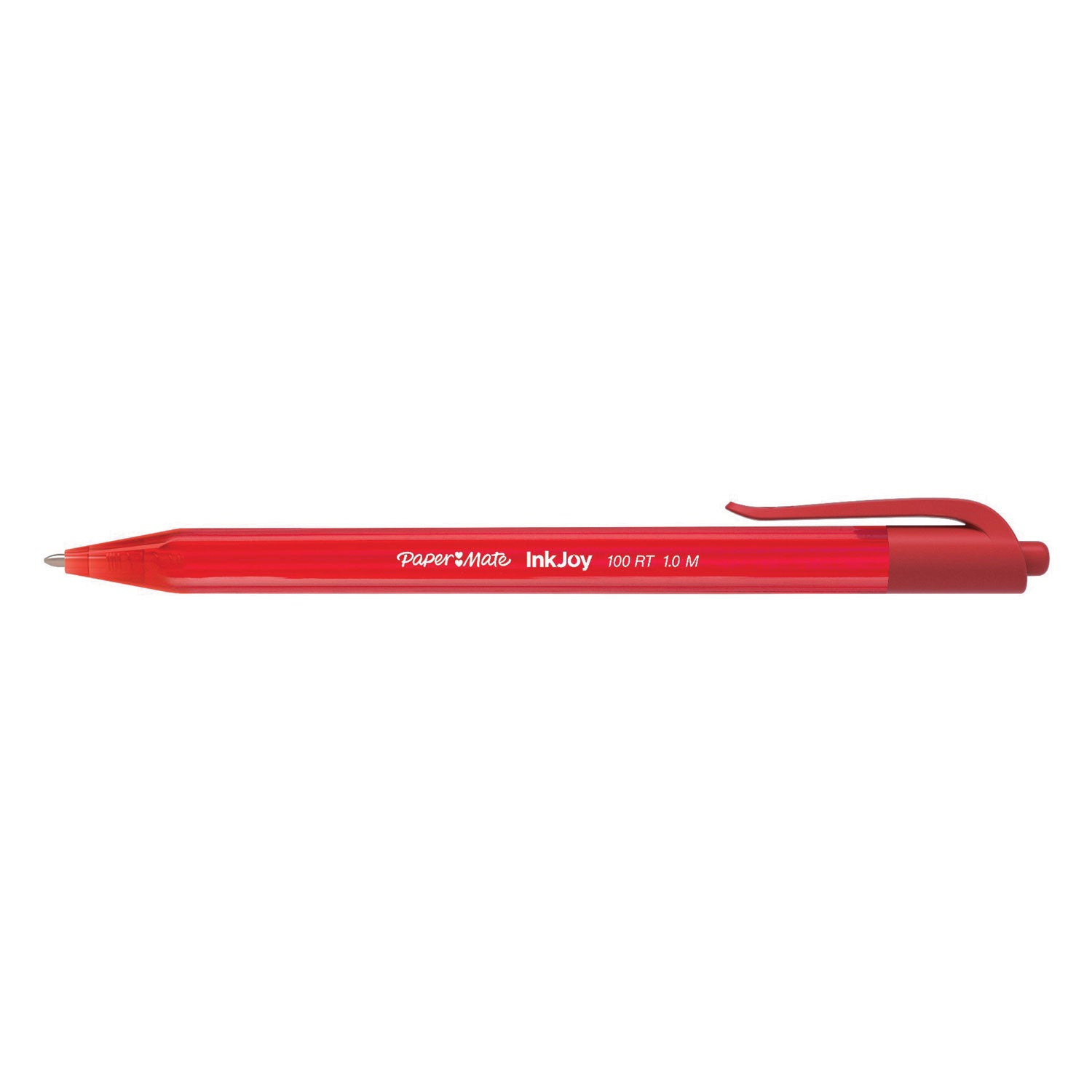 Paper Mate InkJoy 100 RT Pens - 1 mm Medium Pen Point - Retractable - Red Ink - Translucent Barrel - 1 Dozen