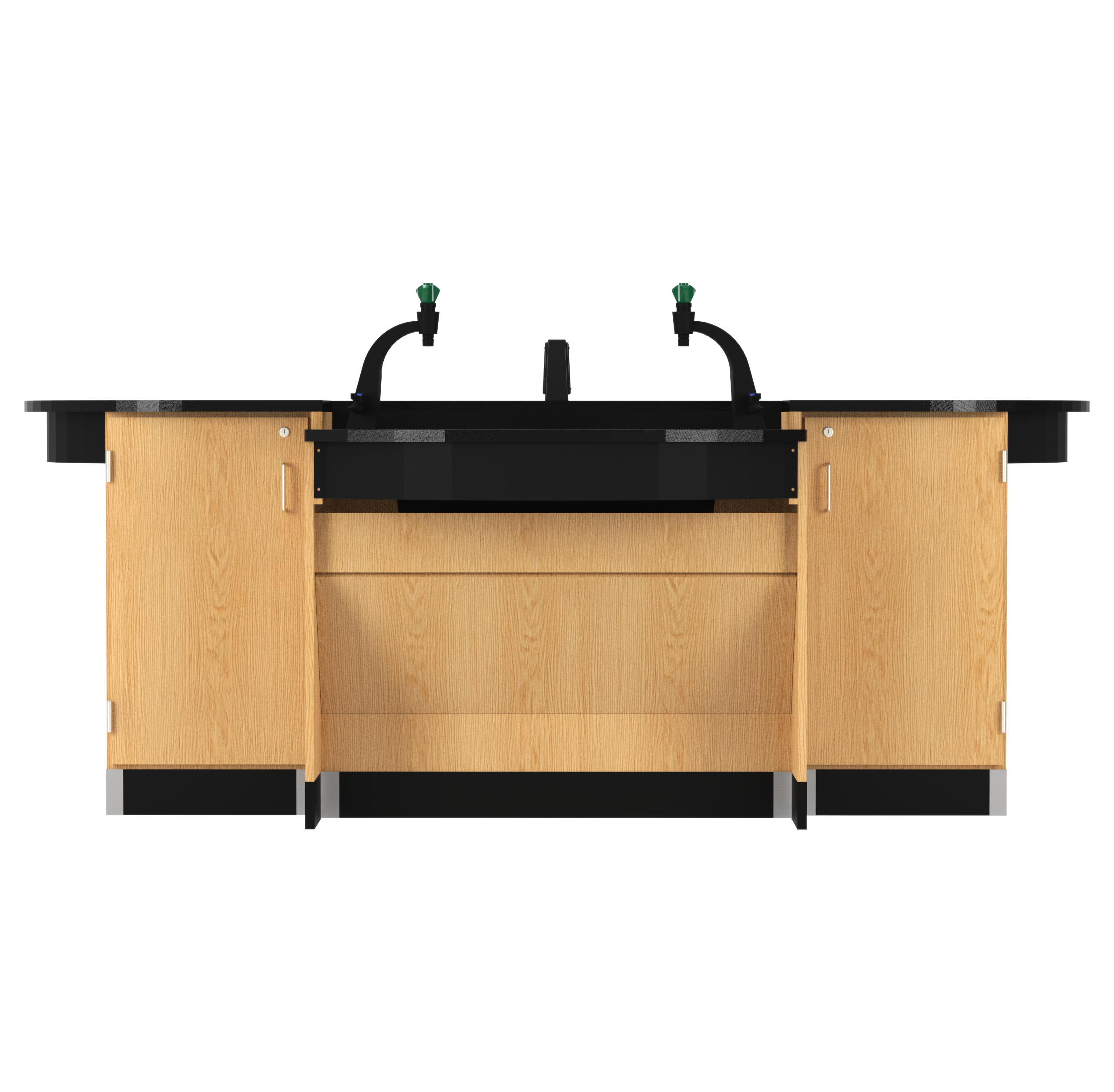Interface Workstation,Epoxy Tops,Unicast Knob Handle Fixtures,Oak,Black Metal