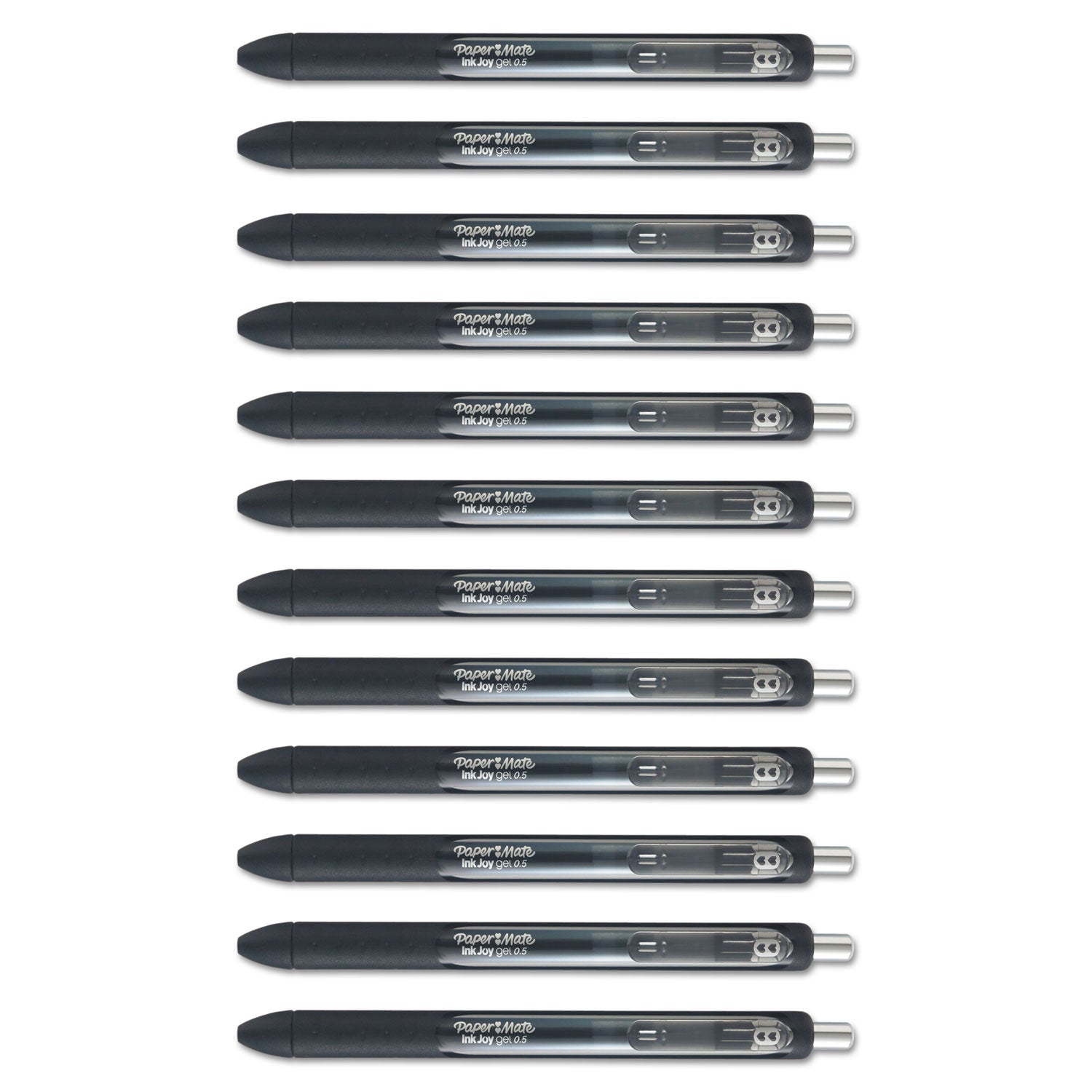 Paper Mate InkJoy Gel Pen - 0.5 mm Pen Point - Retractable - Black Ink - Gel-based - Black Barrel - 1 Dozen