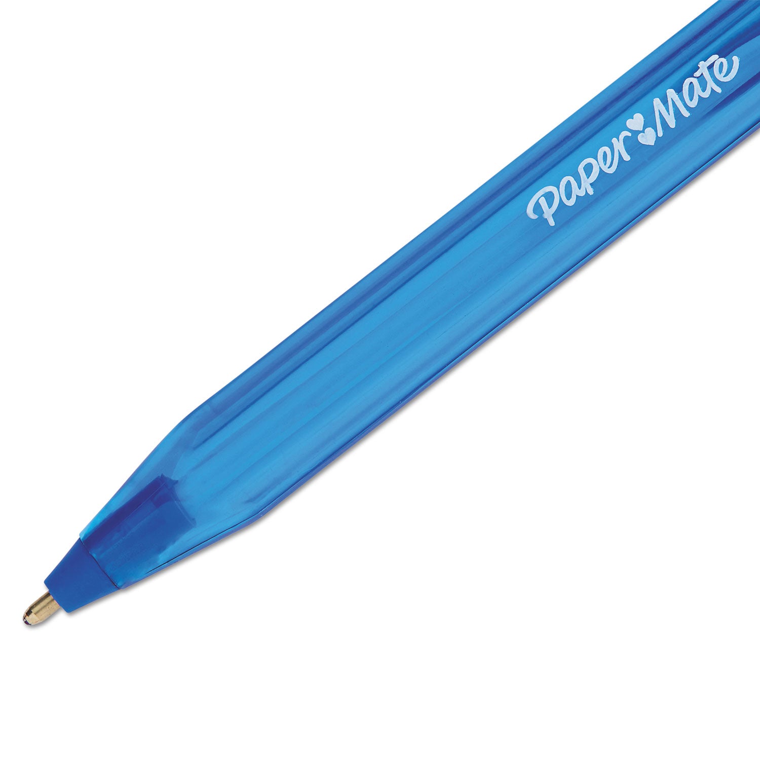 Paper Mate Inkjoy 100 ST Ballpoint Stick Pens - 1 mm Medium Pen Point - Blue Ink - Translucent Barrel - 1 Dozen