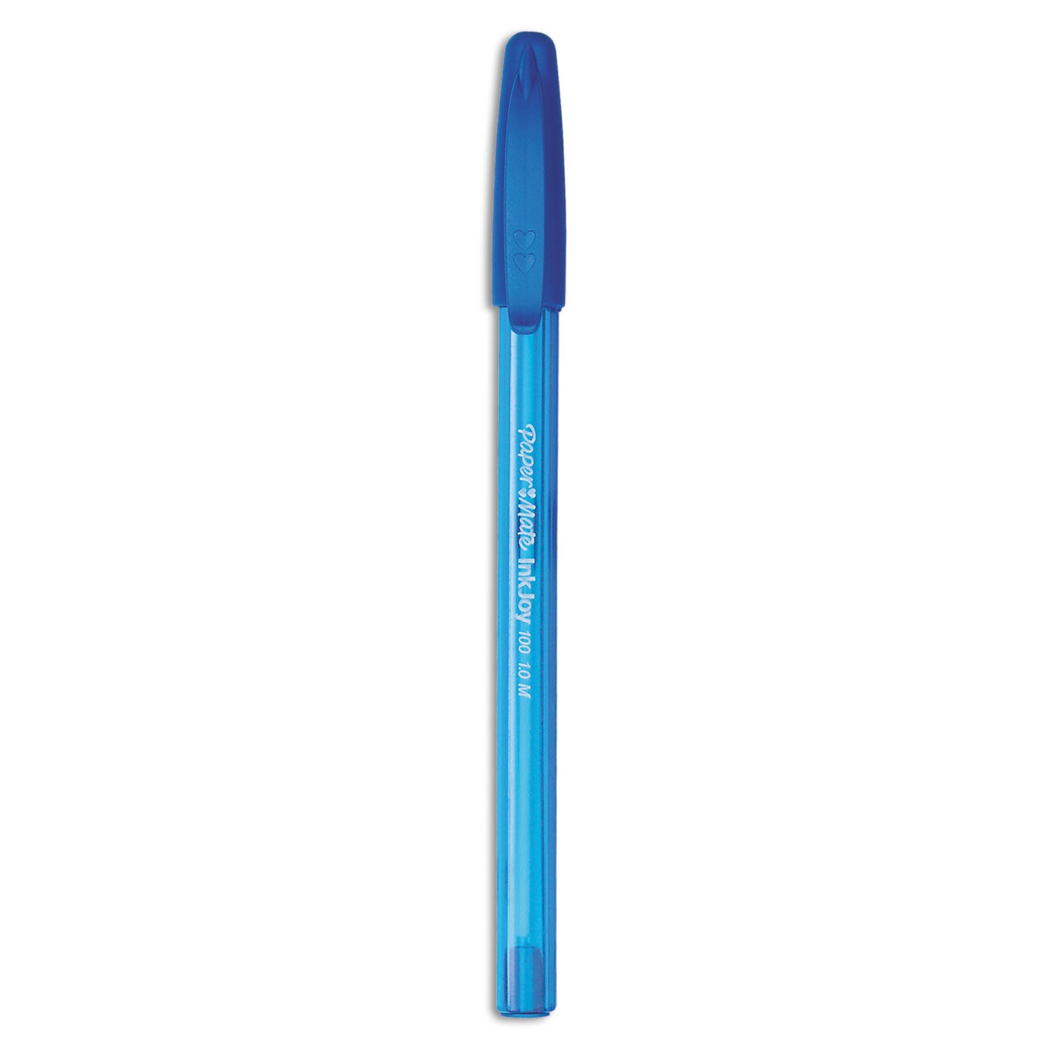 Paper Mate Inkjoy 100 ST Ballpoint Stick Pens - 1 mm Medium Pen Point - Blue Ink - Translucent Barrel - 1 Dozen