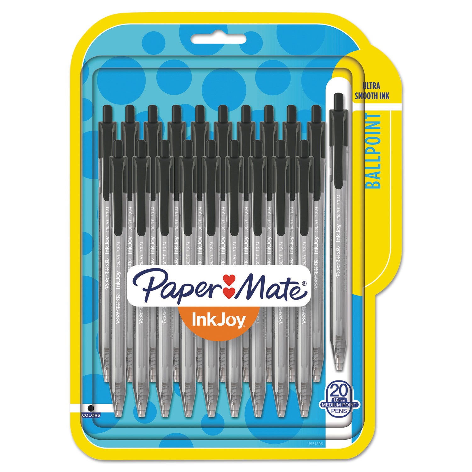 Paper Mate InkJoy 100 RT Pens - 1 mm Medium Pen Point - Retractable - Black Ink - Translucent Barrel - 20 / Pack