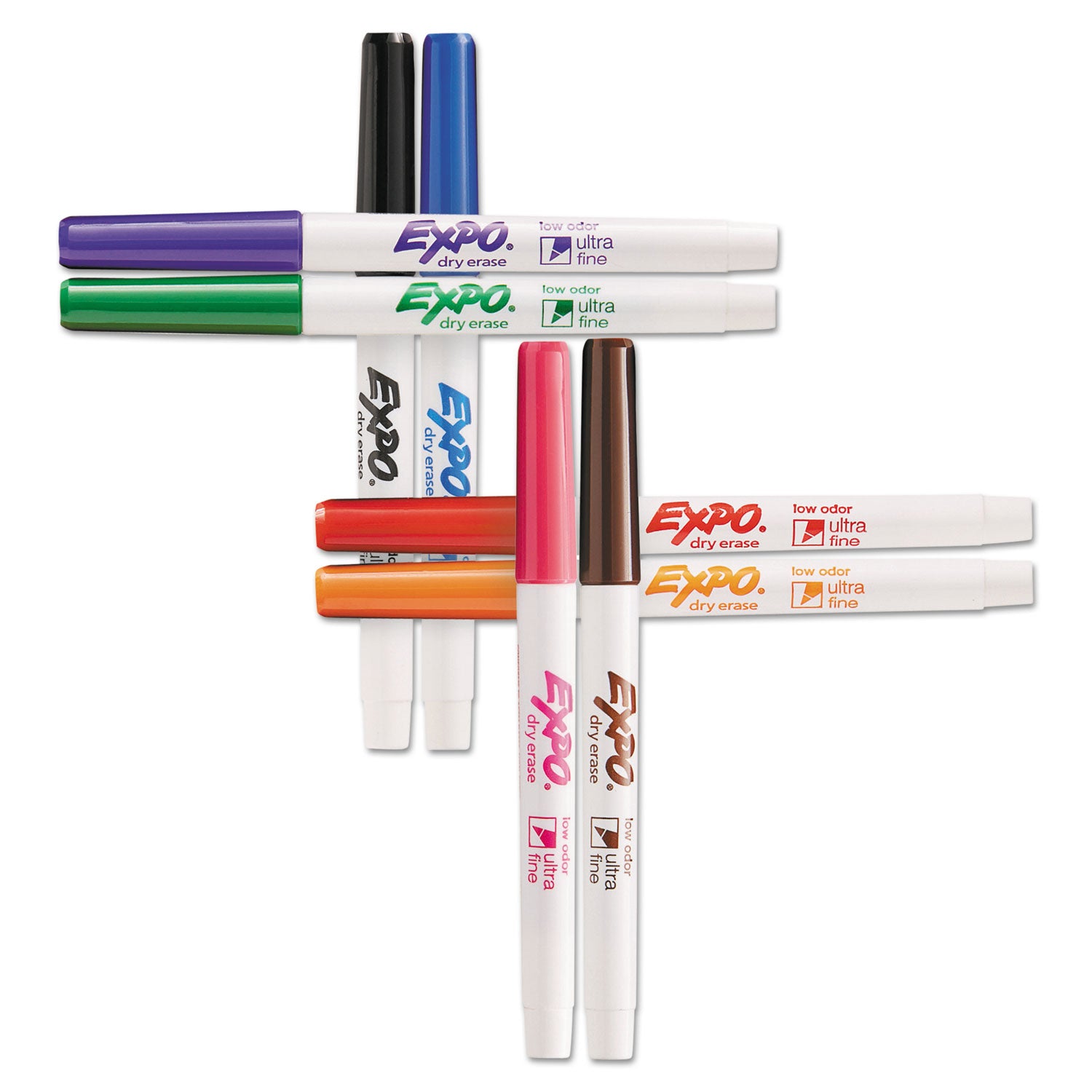 Expo Dry Erase Markers, Ultra Fine Point, Assorted Colors, Erasable, Low Odor, Non-toxic, 8 Markers per Set