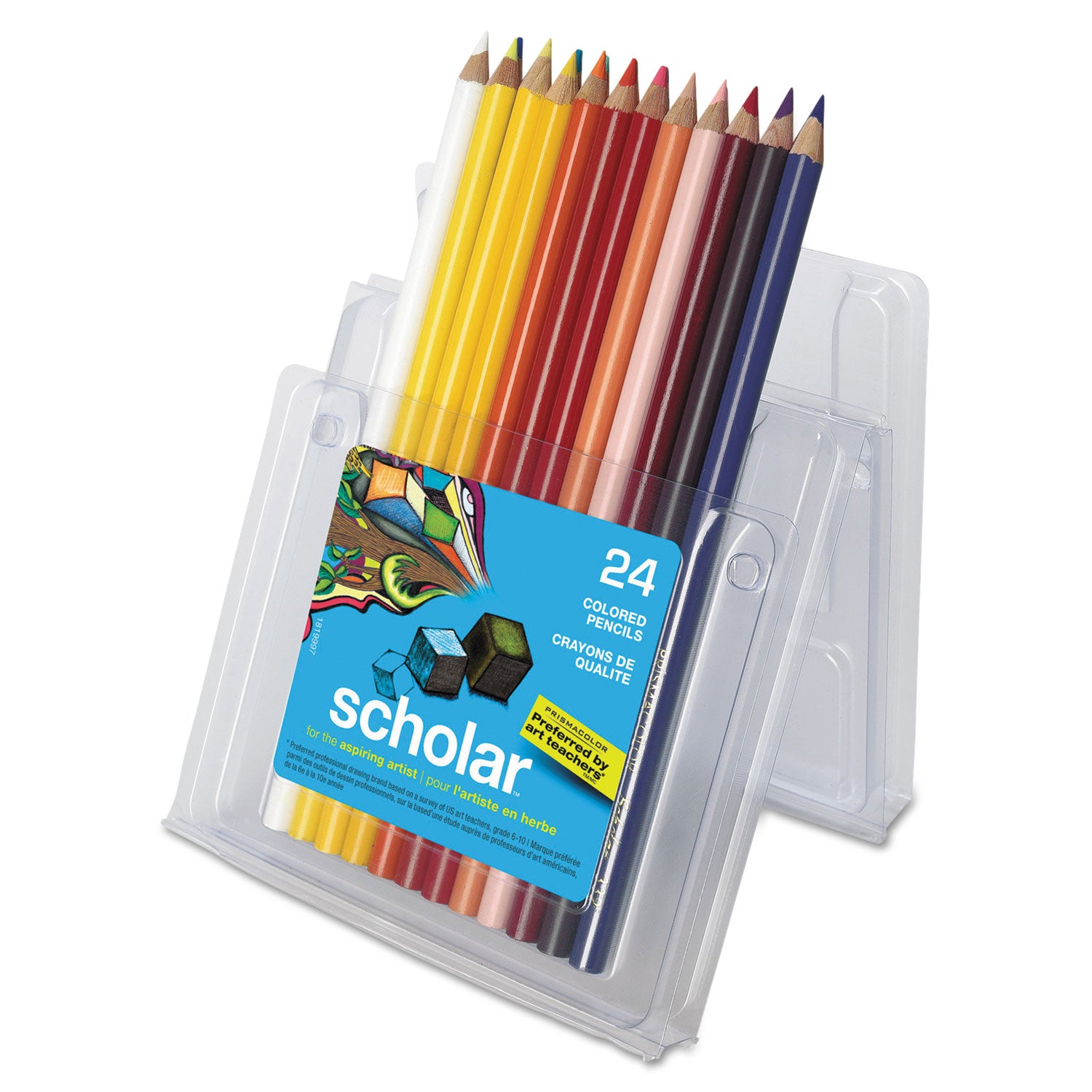 Prismacolor Scholar Colored Pencils - Assorted Lead - Assorted Wood Barrel - 24 / Pack