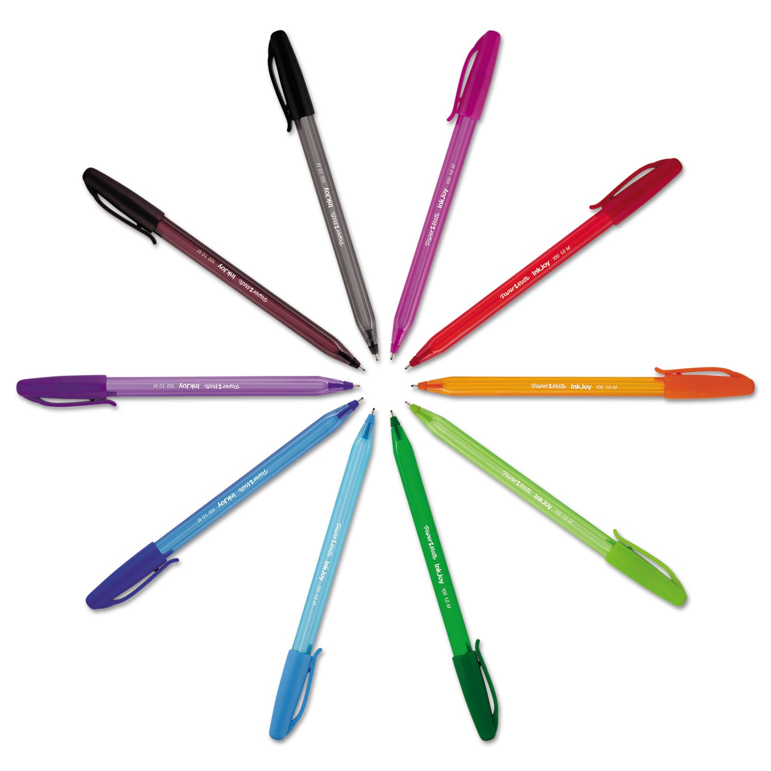 Paper Mate Inkjoy 100 ST Ballpoint Stick Pens - 1 mm Medium Pen Point - Blue Ink - Translucent Barrel - 1 Dozen
