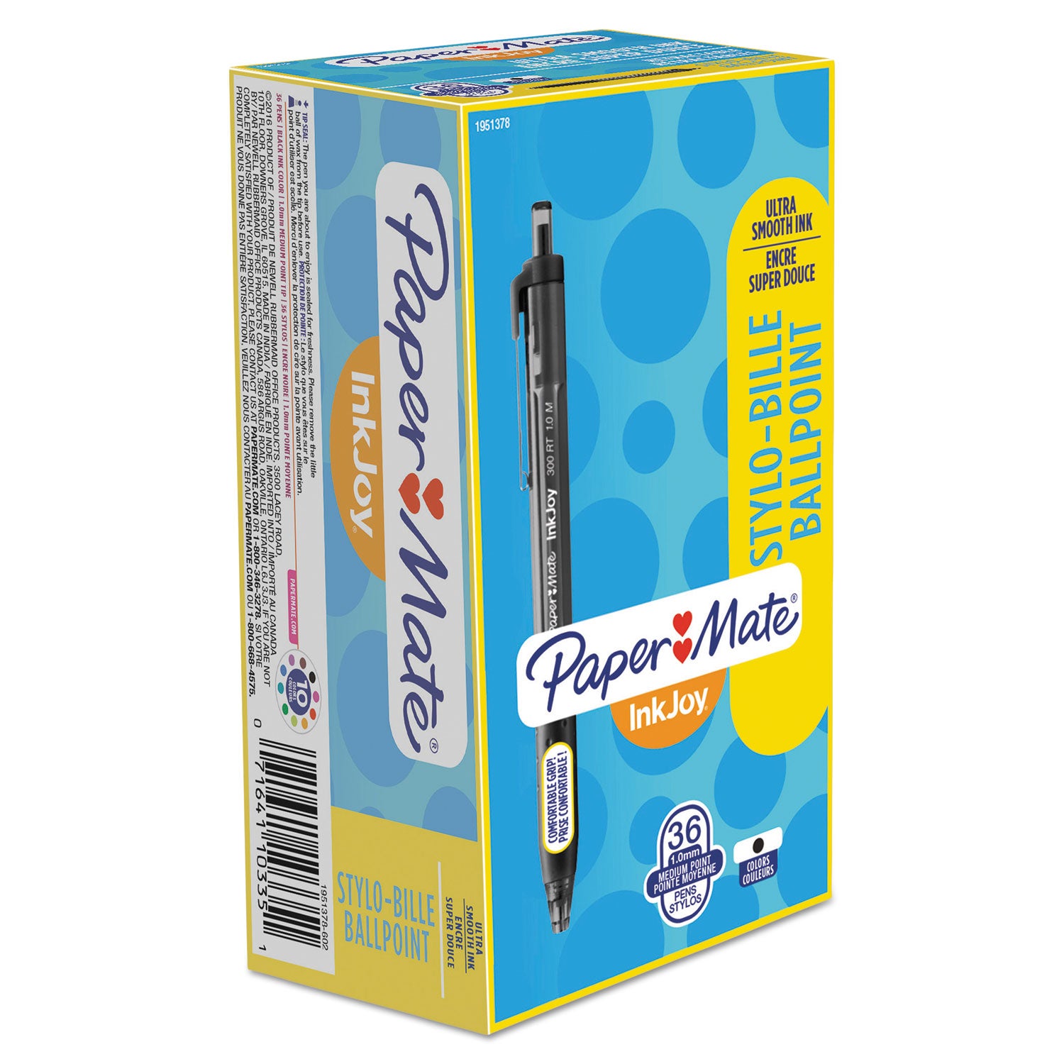 Paper Mate Inkjoy 300 RT Ballpoint Pens - 1 mm Pen Point - Retractable - Black Ink - Black Barrel - 36 / Pack