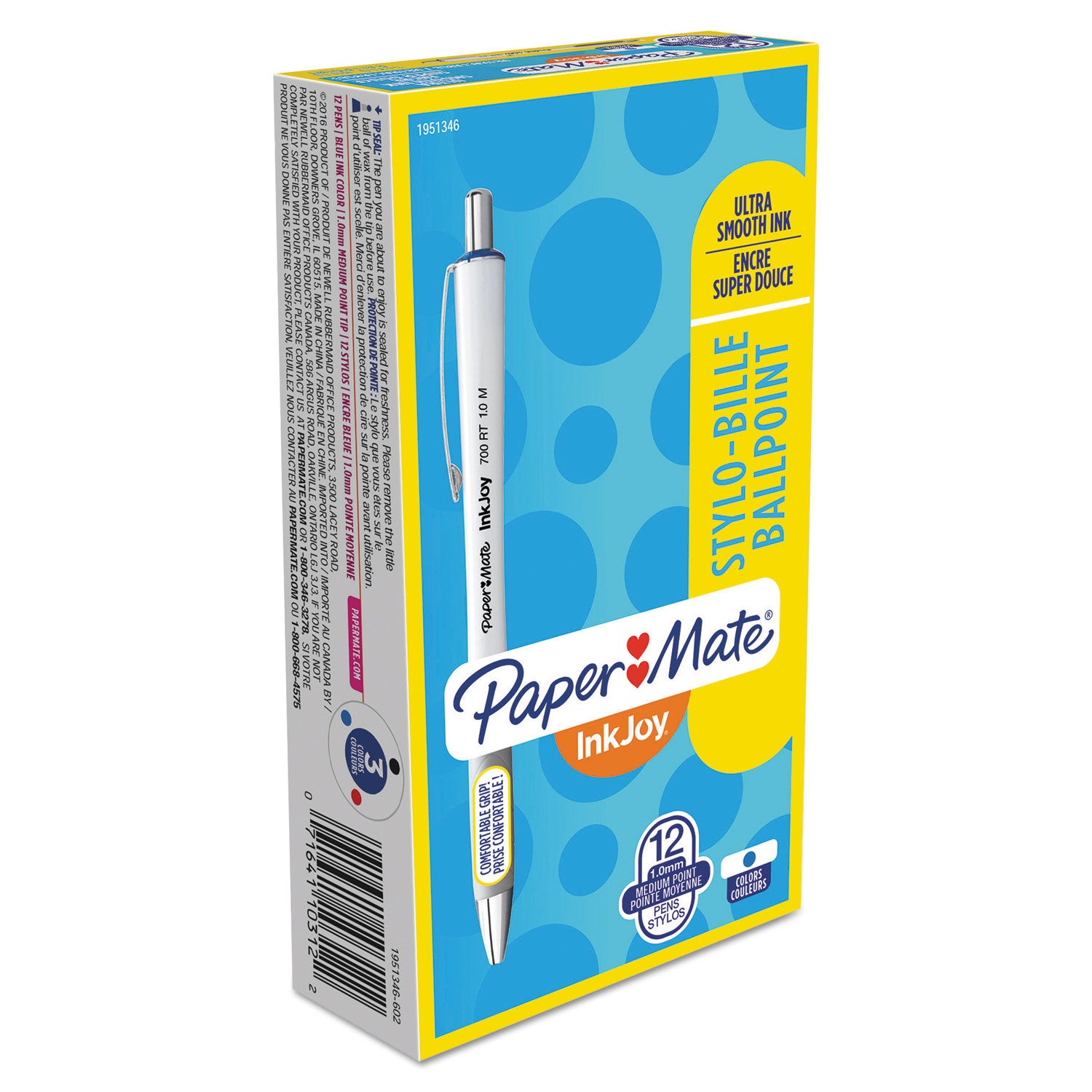Paper Mate InkJoy 700 RT Ballpoint Pens - 1 mm Pen Point - Retractable - Blue Ink - White Barrel - 1 Dozen