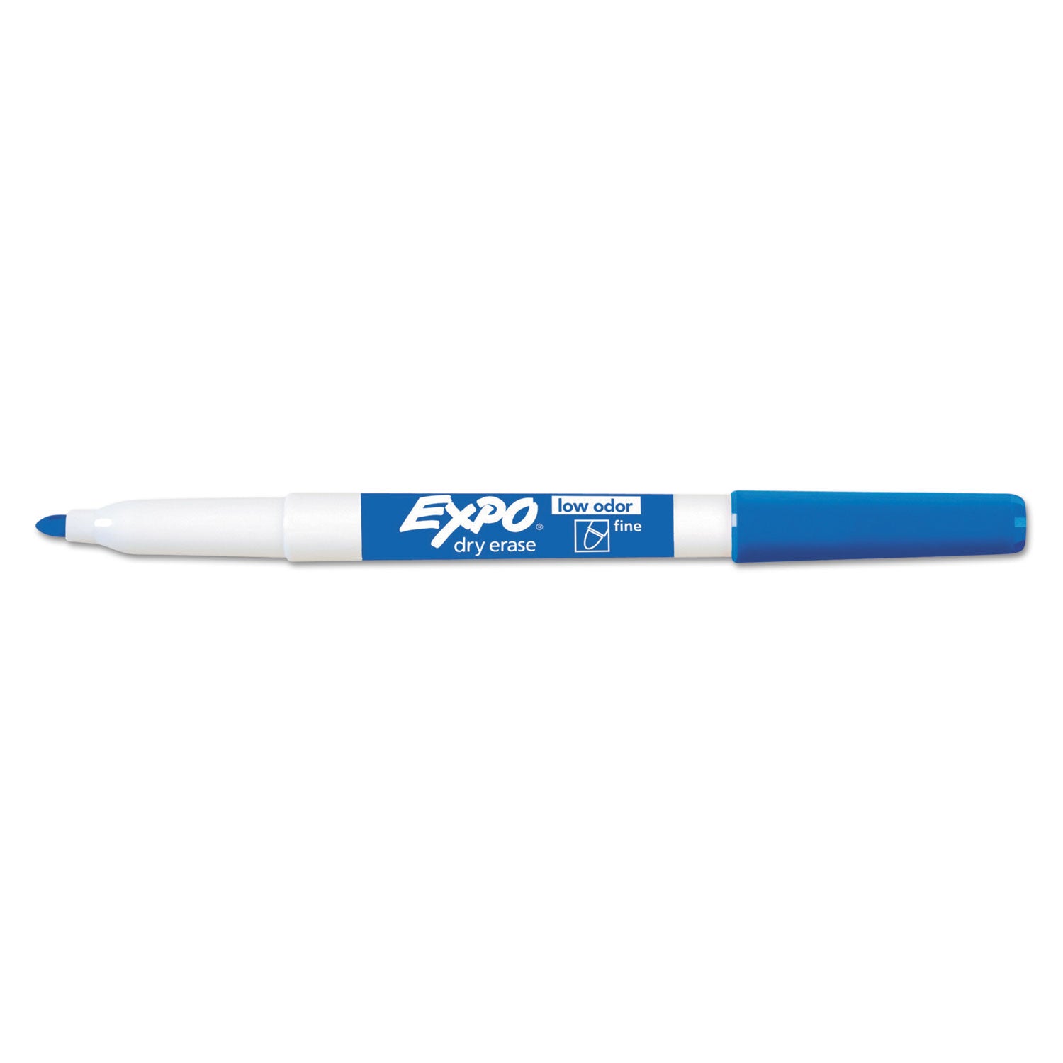 Expo Low-Odor Dry Erase Markers, Fine Point, Blue Ink, Erasable, 1 Dozen