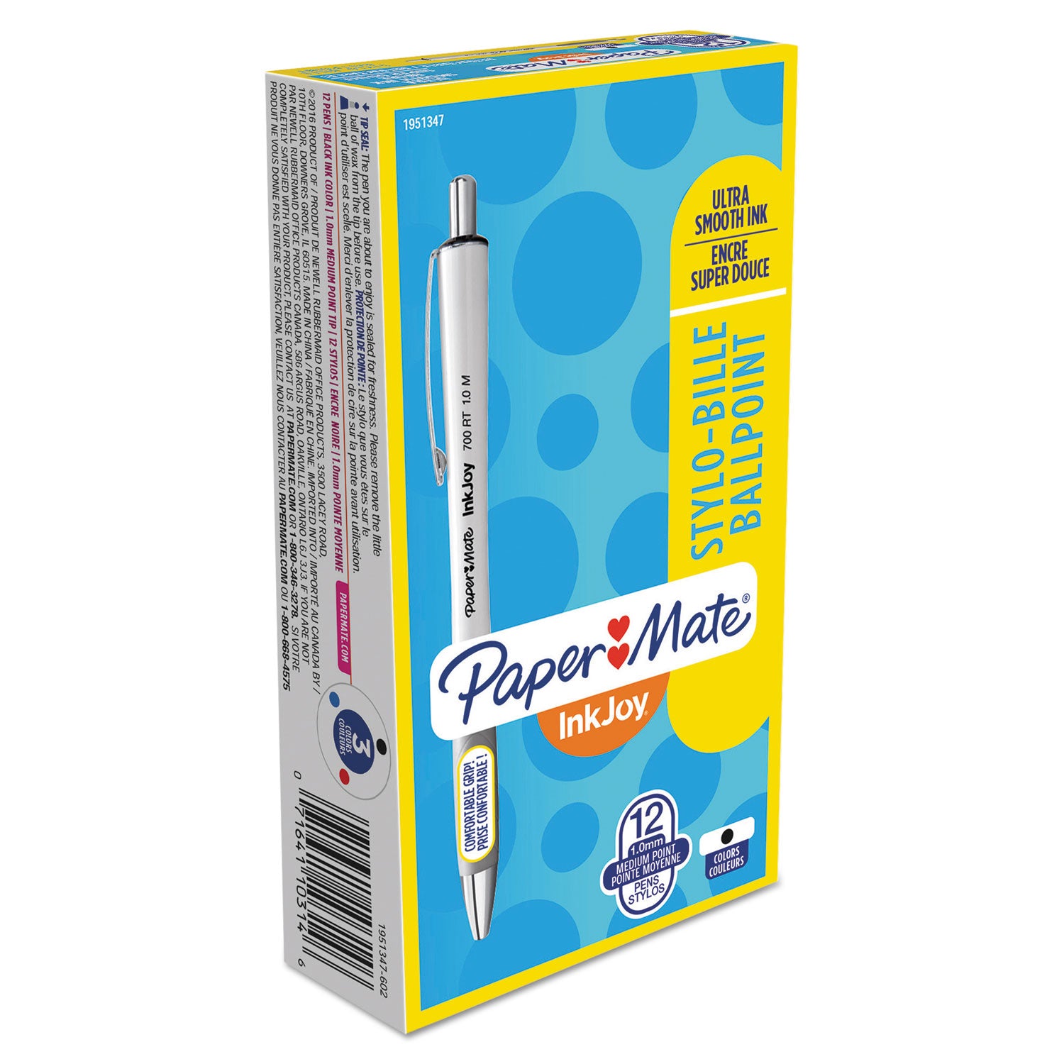 Paper Mate InkJoy 700 RT Ballpoint Pens - 1 mm Pen Point - Retractable - Black Ink - White Barrel - 1 Dozen