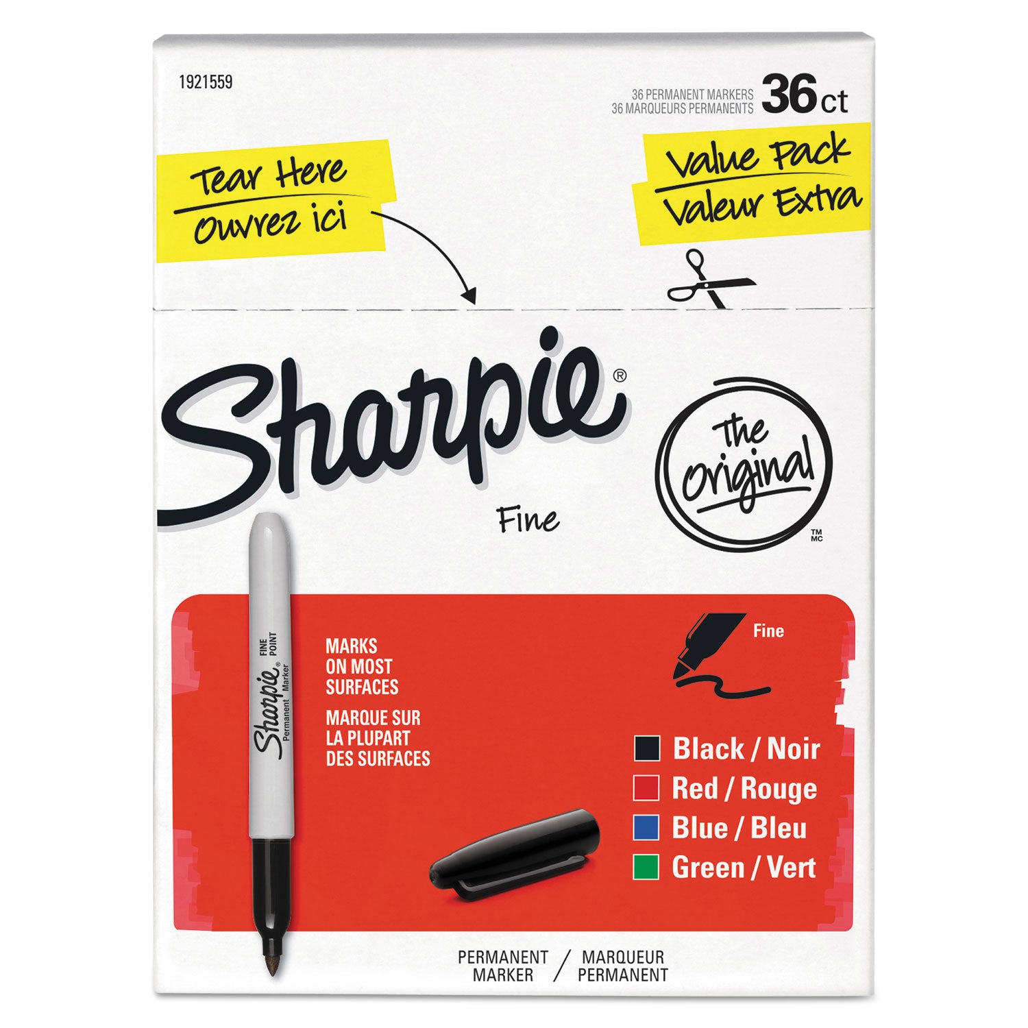 Sharpie Pen-style Permanent Marker - Fine Marker Point - Assorted Ink - Alcohol Based - 36 / Pack