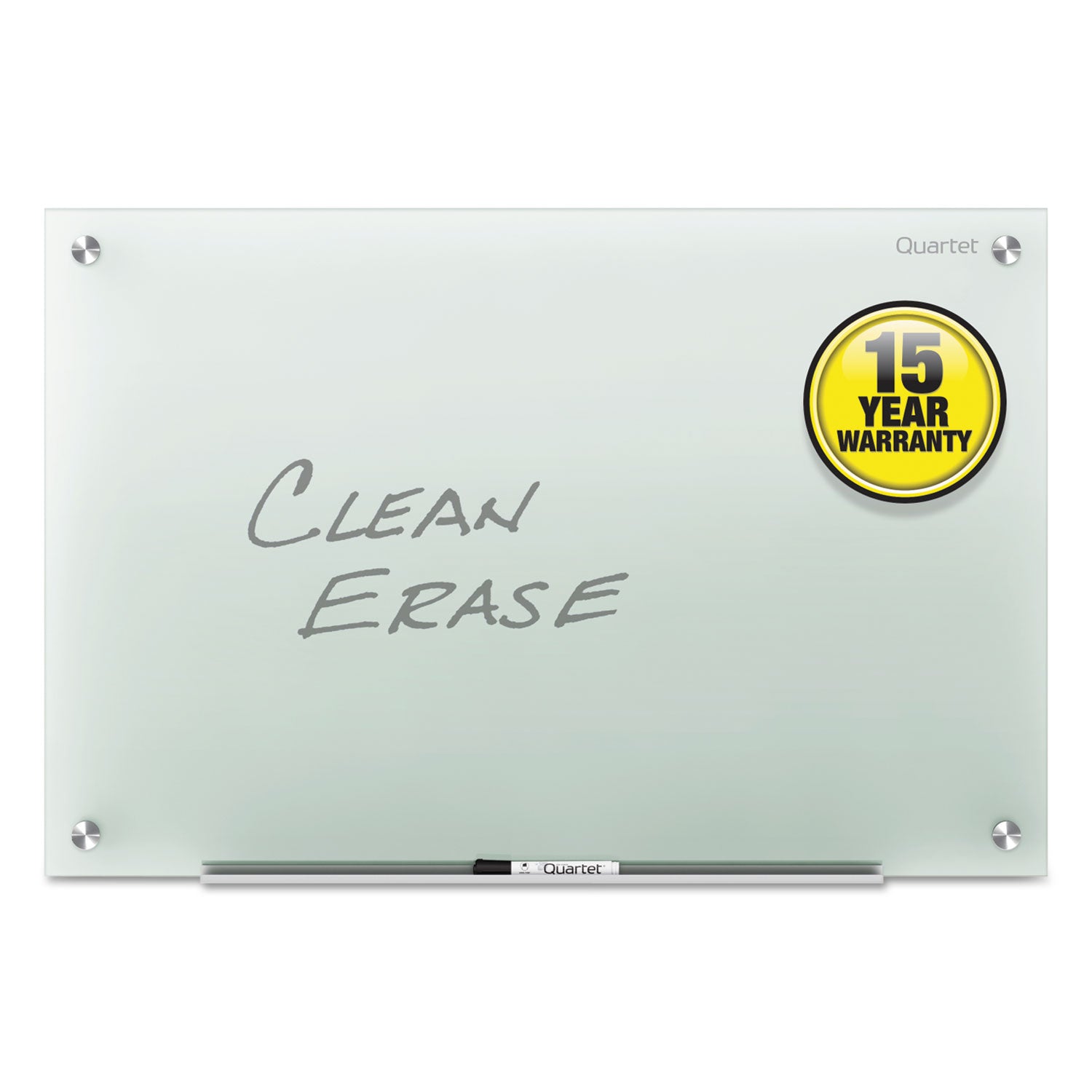 Quartet Infinity Glass Dry-Erase Whiteboard, 96" x 48", Frosted Tempered Glass Surface, Frameless, Includes Mounting Hardware, Marker Tray, and 1 Dry Erase Marker, 1 Each