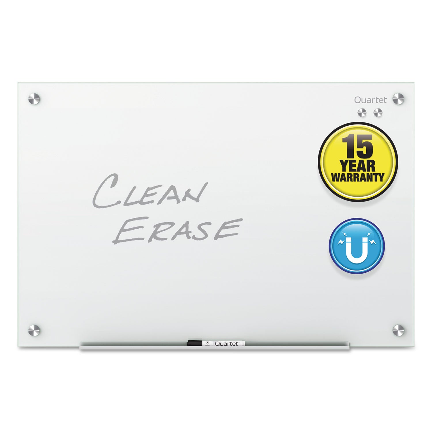 Quartet Infinity Glass Dry-Erase Whiteboard, 24" x 18", White Tempered Glass, Magnetic, Frameless, Includes Mounting Hardware, Marker Tray, Dry Erase Marker, 1 Each