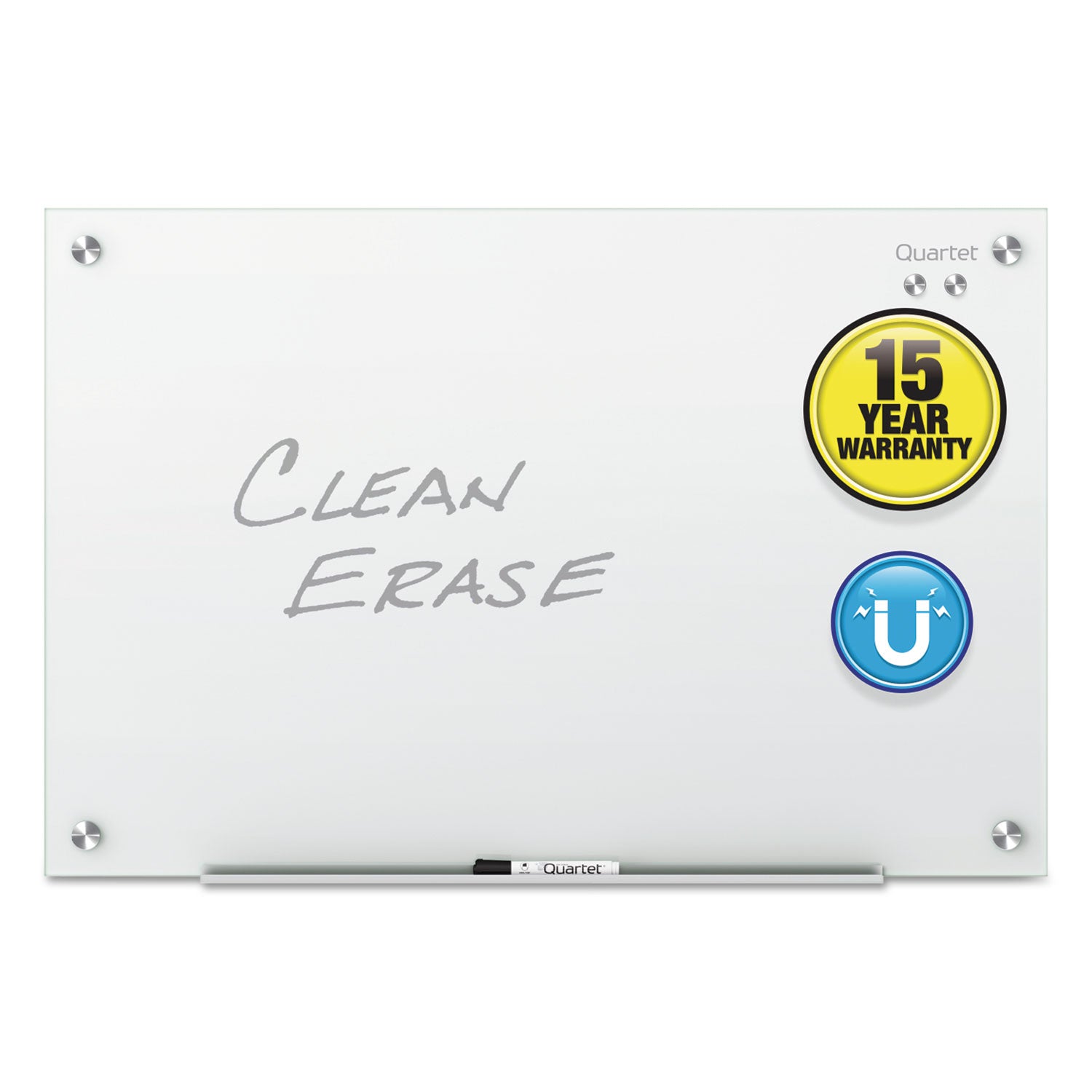 72" (6 ft) Width x 48" (4 ft) Height - White Tempered Glass Surface - White Frame - Horizontal/Vertical - Magnetic - 1 Each
