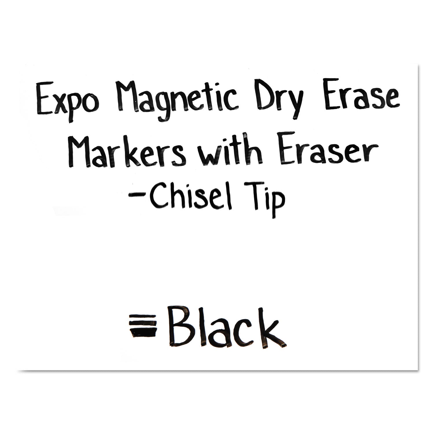 Magnetic Dry Erase Markers with Eraser, Chisel Tip, Black, 4-Count