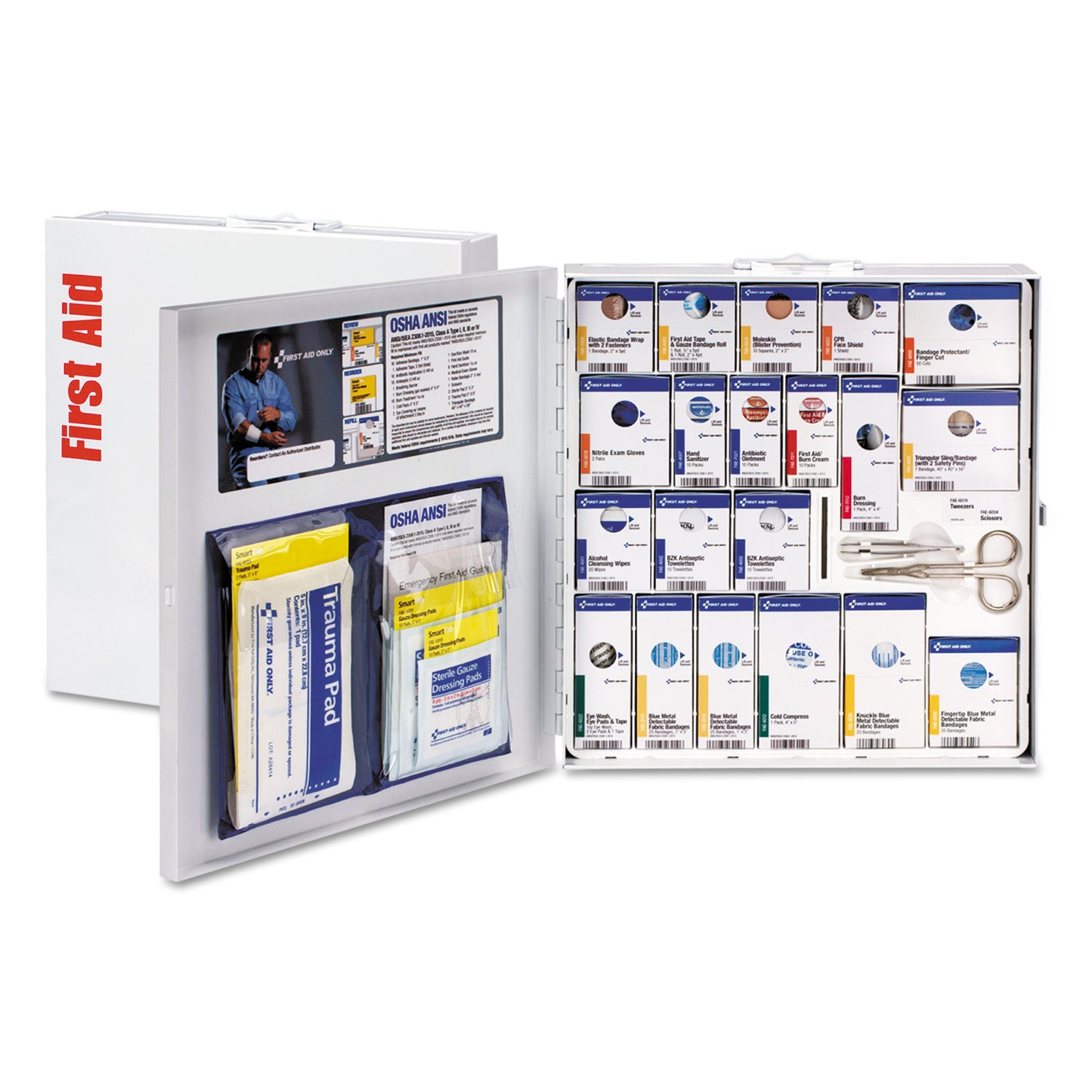 SmartCompliance Food Service First Aid Kit, Without Medication, 50 People, 260 Pieces, Metal Case
