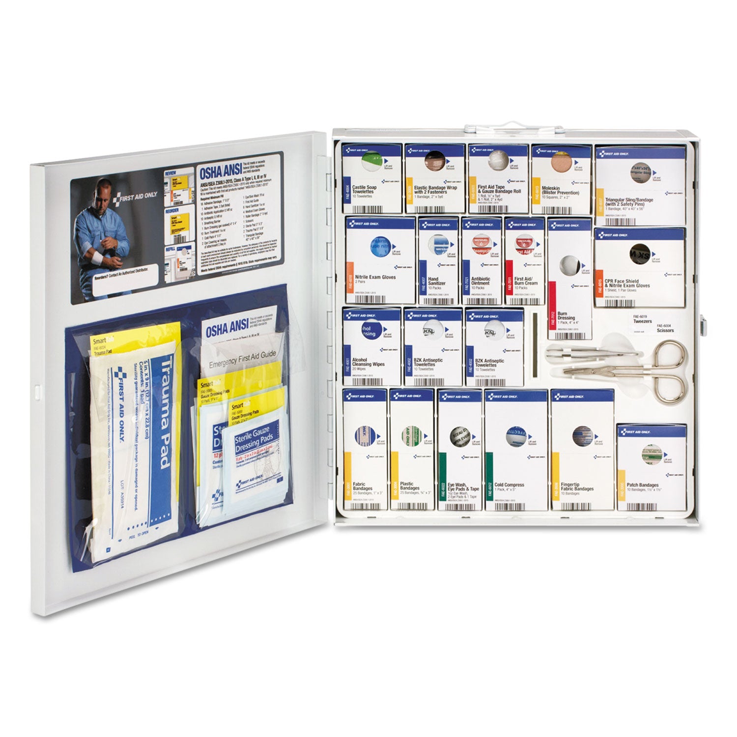 SmartCompliance General Business First Aid Station for 50 People, No Medication, 202 Pieces, Metal Case