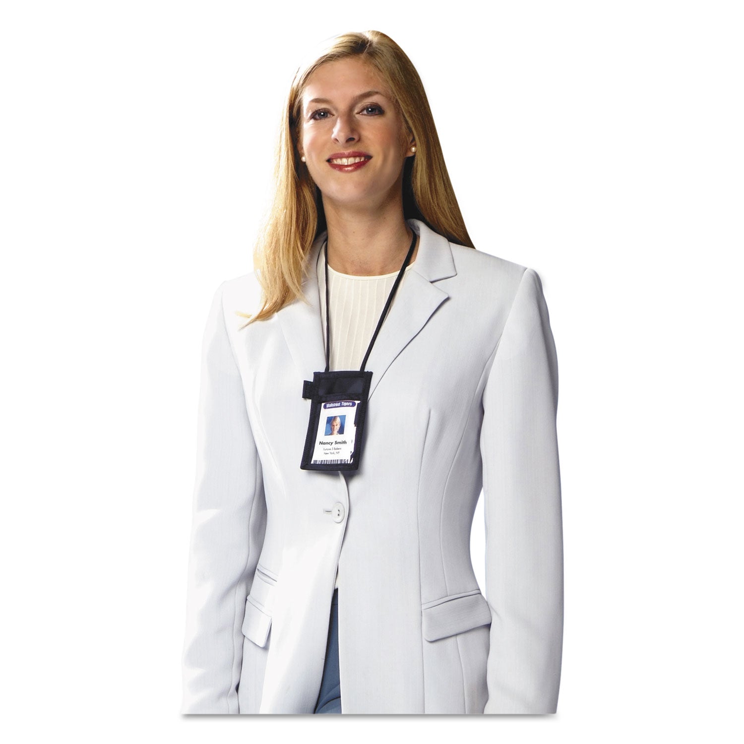 ID Neck Pouch Badge Holder, Vertical, Adjustable Cord, 4" x 2-1/4" Insert, Black
