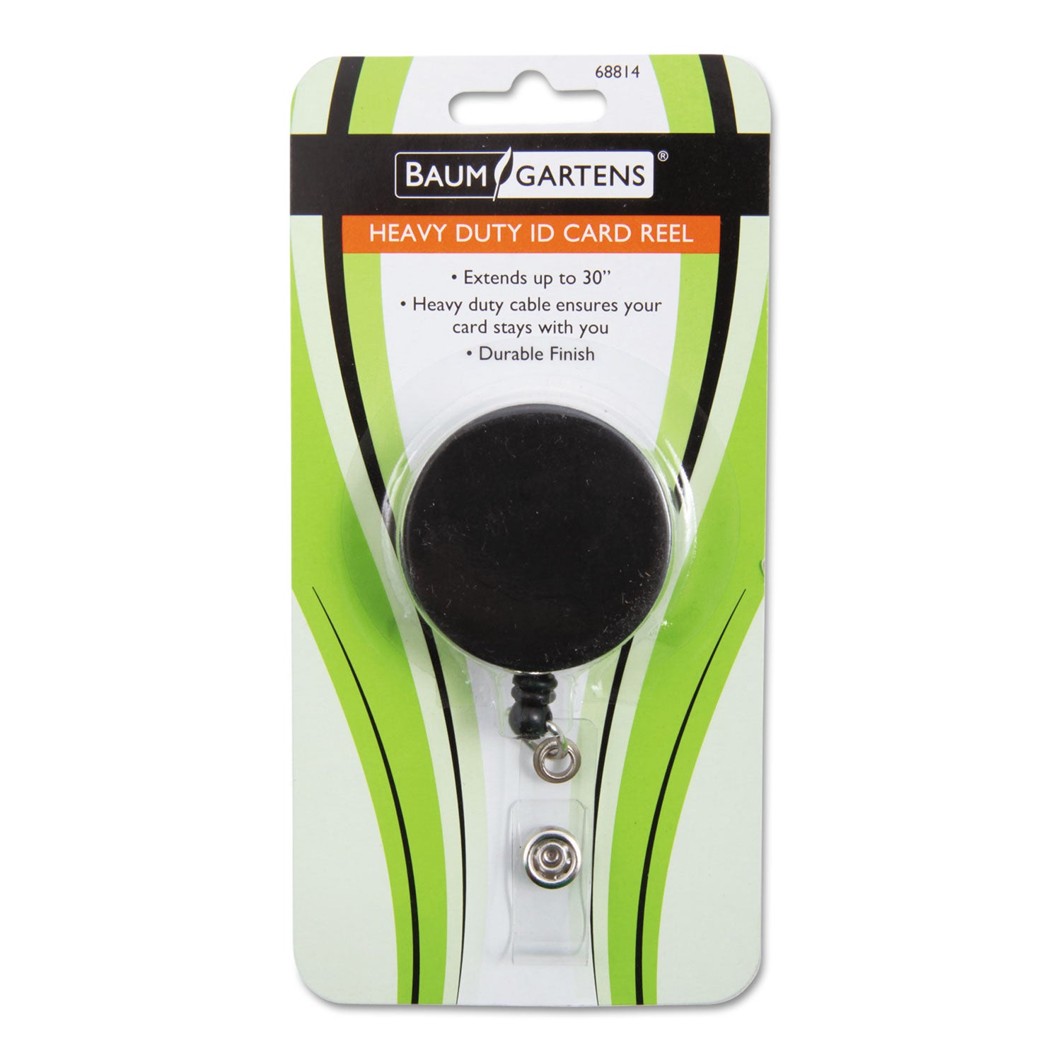 Heavy Duty Round ID Badge Reel with Belt Clip, Black