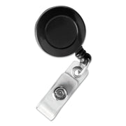 Standard ID Badge Reels, Round Belt Clip Strap, Black, Pack of 25
