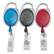 Quick Clip Oval ID Badge Reel, Red, Blue, Smoke, Pack of 3