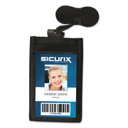 ID Neck Pouch Badge Holder, Vertical, Adjustable Cord, 4" x 2-1/4" Insert, Black