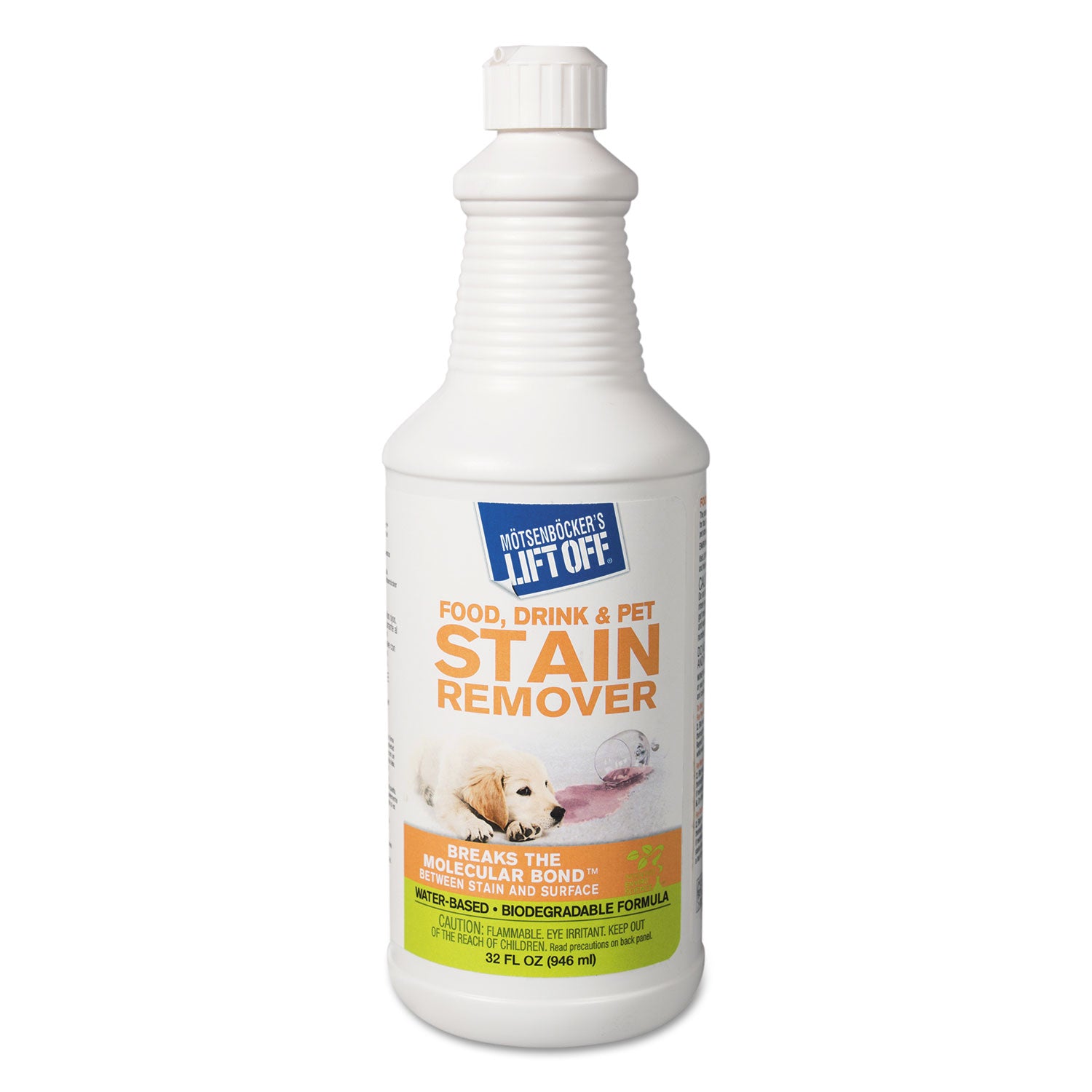 Mötsenböcker's Lift Off Food/Drink/Pet Stain Remover - 32 fl oz (1 quart) - Environmentally Friendly - White Bottle - 1 Each